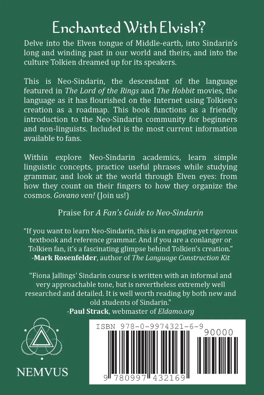 Rückseite: 9780997432169 | A Fan's Guide to Neo-Sindarin | Fiona Jallings | Taschenbuch | 2017