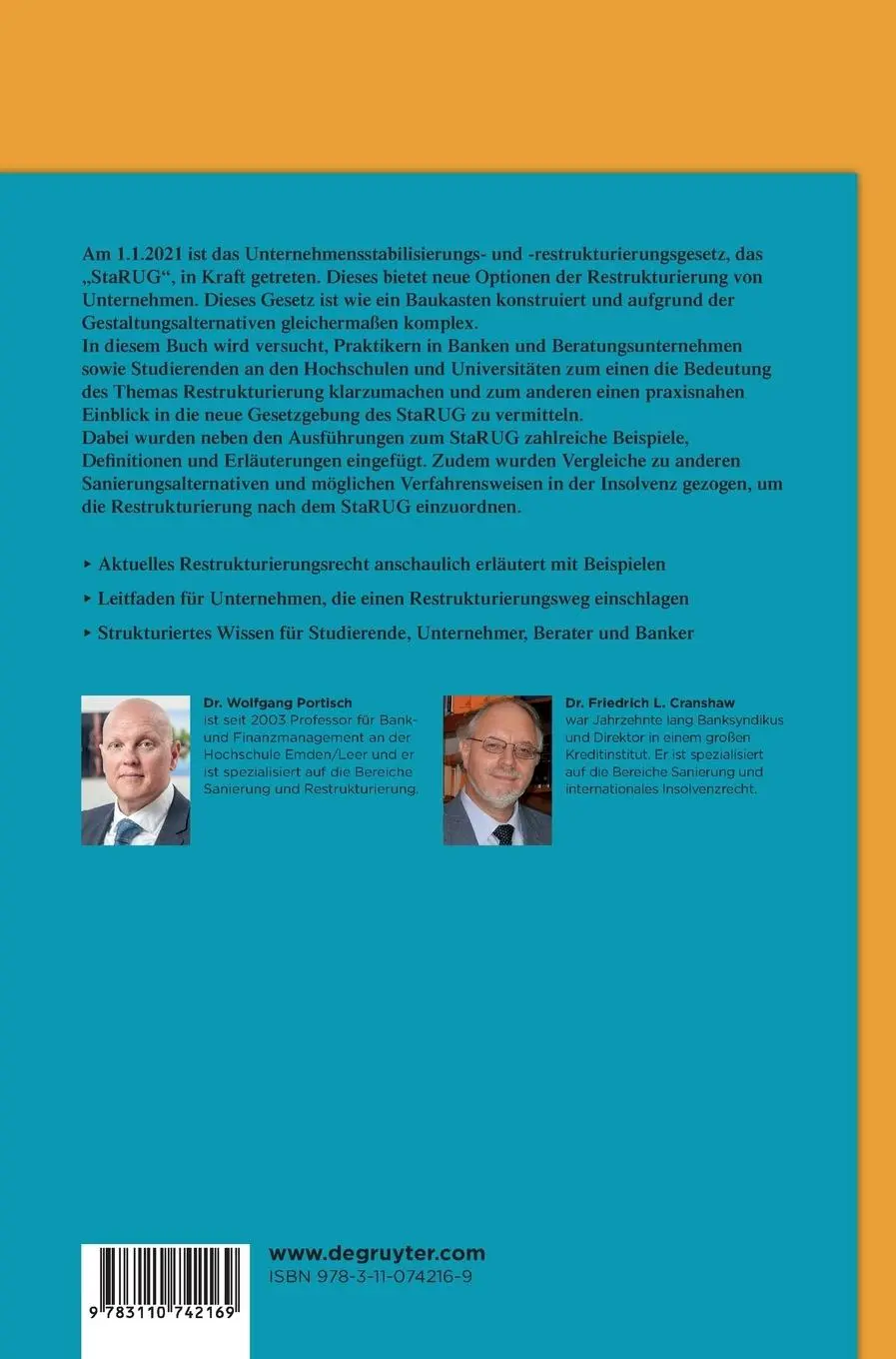 Rückseite: 9783110742169 | Praxishandbuch Unternehmensrestrukturierung nach StaRUG | Buch | IX
