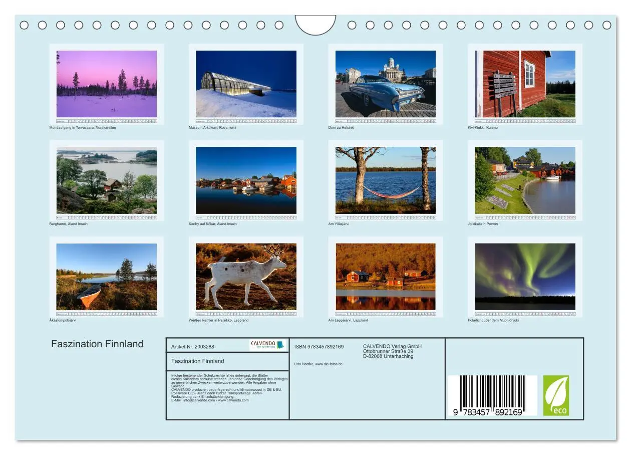 Bild: 9783457892169 | Faszination Finnland (Wandkalender 2026 DIN A4 quer), CALVENDO...