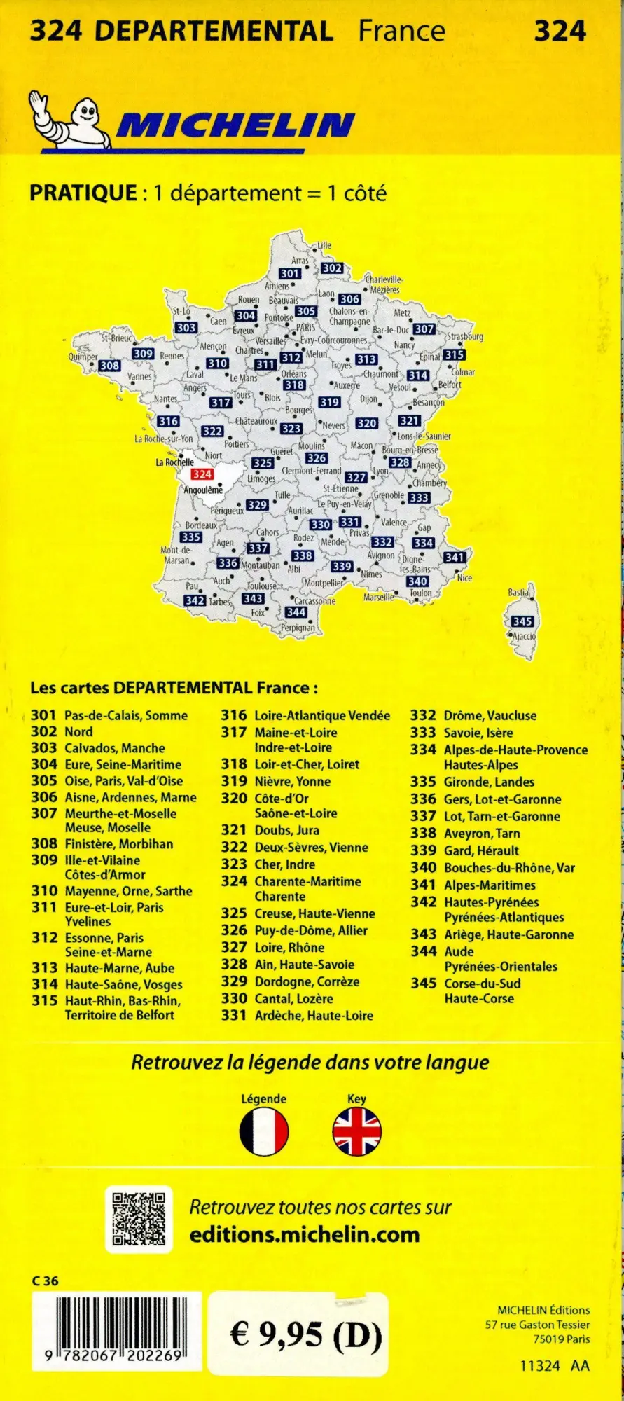 Bild: 9782067202269 | Michelin Charente-Maritine 324 | Straßen- und Tourismuskarte 1:150.000