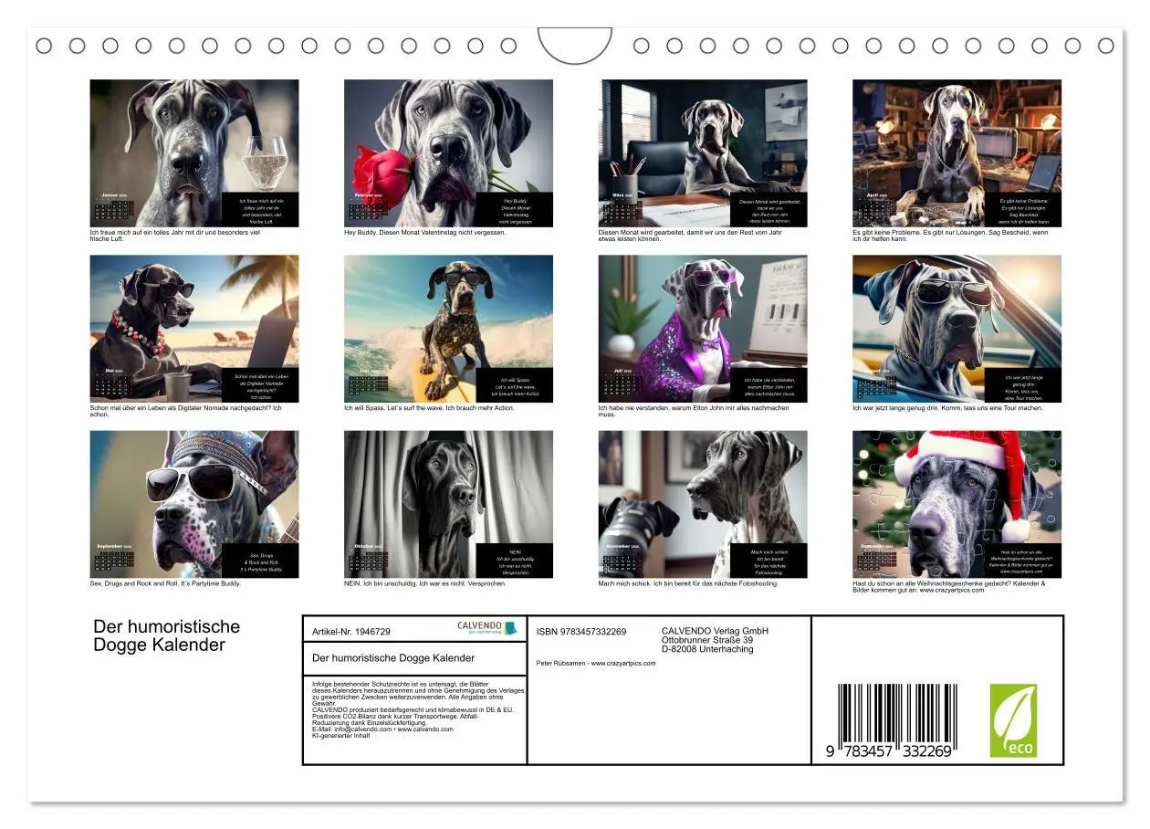 Bild: 9783457332269 | Der humoristische Dogge Kalender (Wandkalender 2026 DIN A4 quer),...