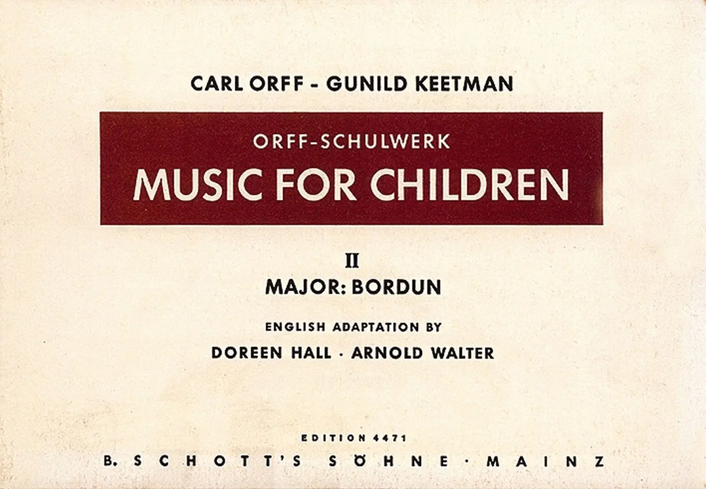 Cover: 9790001052269 | Music for Children Vol. 2 | Major - Bordun | Gunild Keetman_Carl Orff