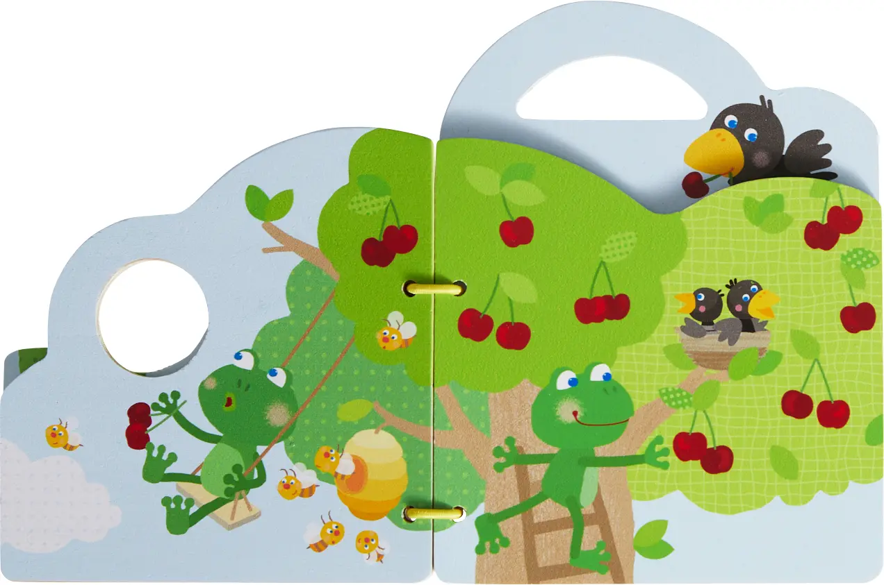 Bild: 4010168262369 | Holz-Babybuch Obstgarten | Buch | Anhänger-Klappkarte | 10 S. | 2024