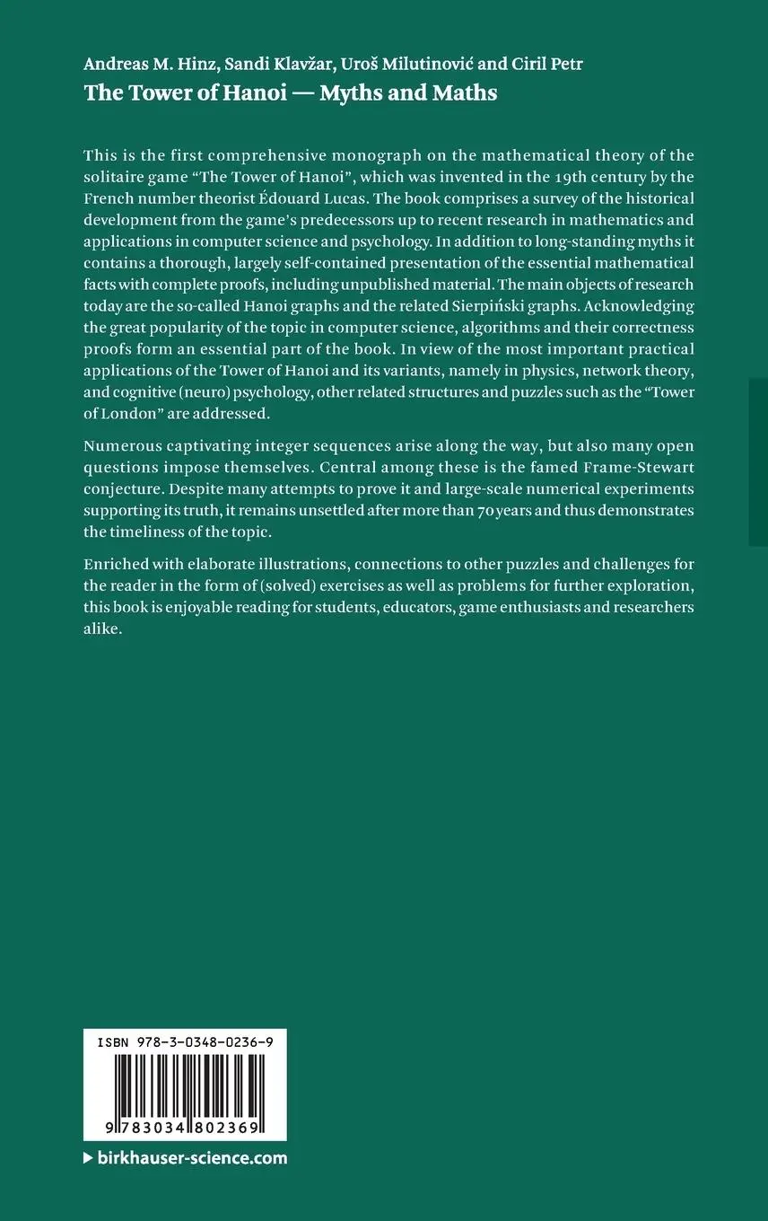 Rückseite: 9783034802369 | The Tower of Hanoi - Myths and Maths | Andreas M. Hinz (u. a.) | Buch