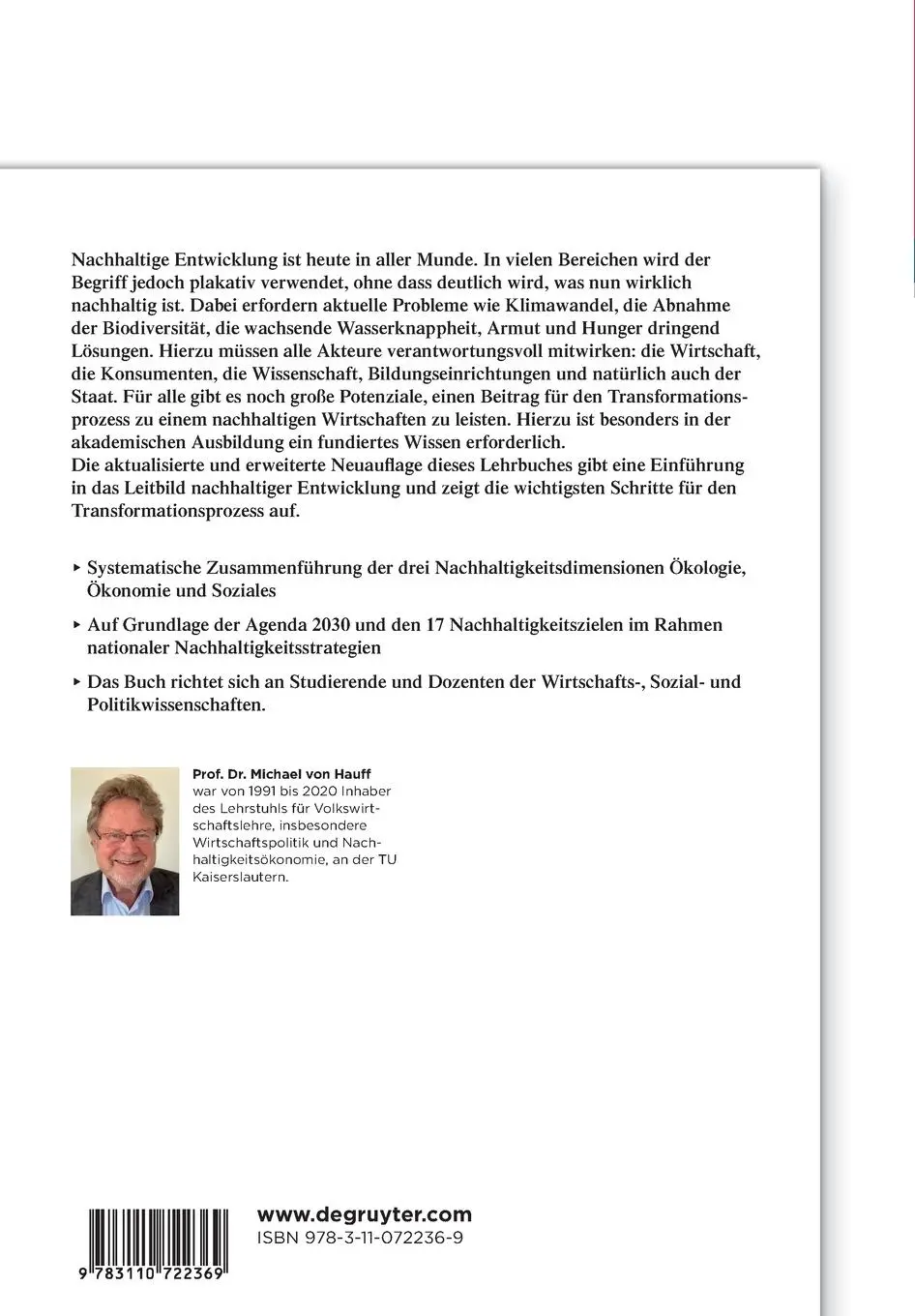 Rückseite: 9783110722369 | Nachhaltige Entwicklung | Grundlagen und Umsetzung | Michael Hauff