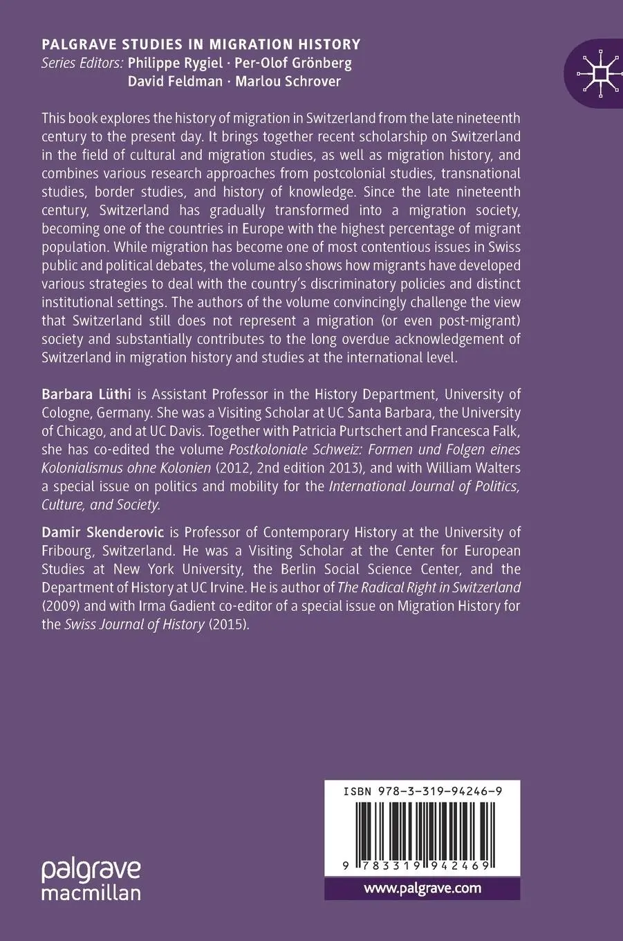 Rückseite: 9783319942469 | Switzerland and Migration | Damir Skenderovic (u. a.) | Buch | xv
