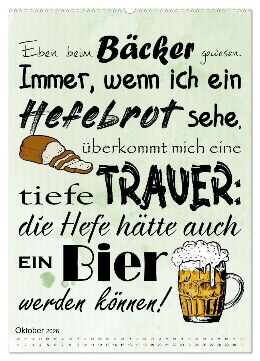 Bild: 9783516332469 | Bäckersprüche (hochwertiger Premium Wandkalender 2026 DIN A2 hoch),...
