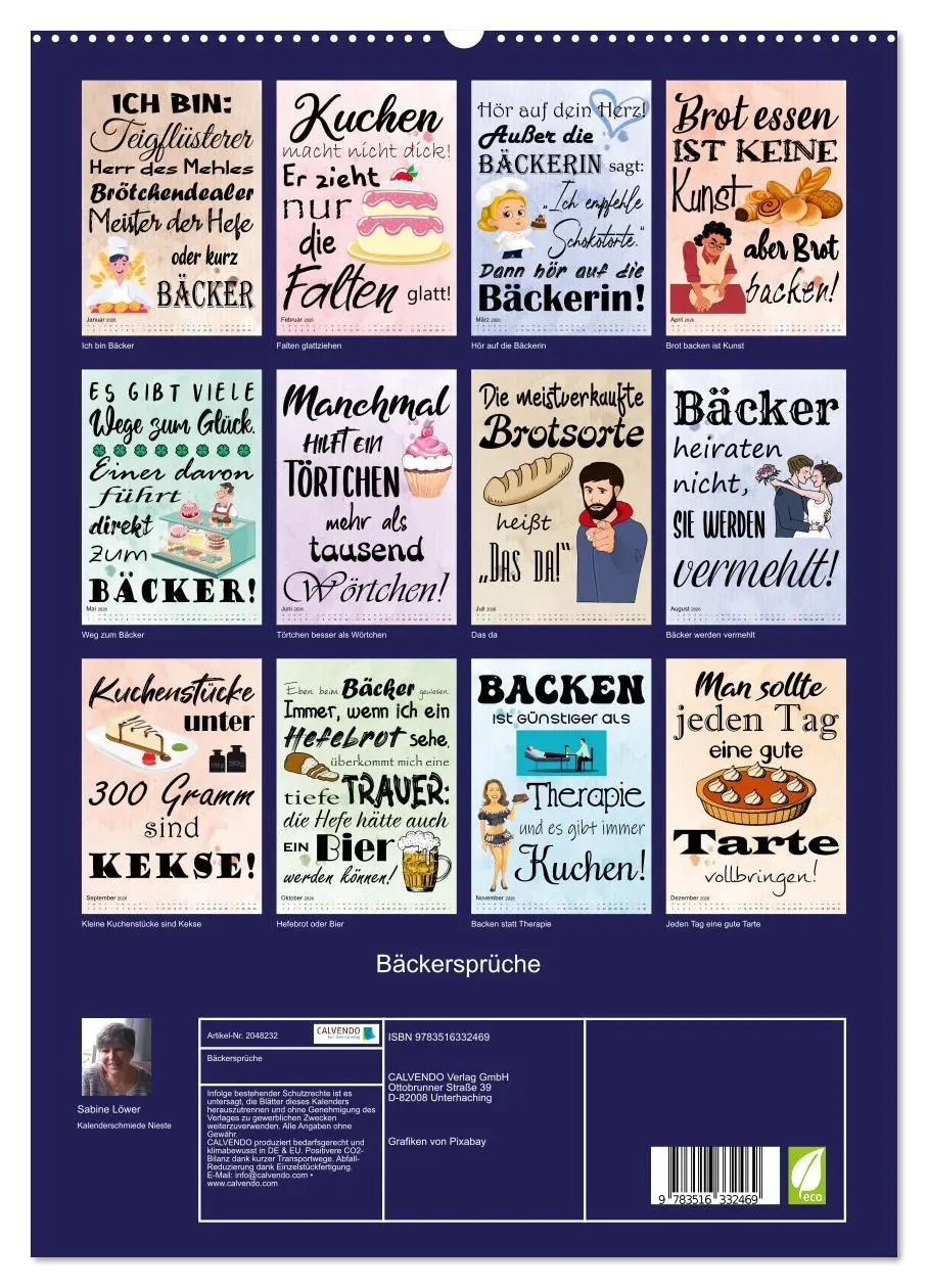Bild: 9783516332469 | Bäckersprüche (hochwertiger Premium Wandkalender 2026 DIN A2 hoch),...