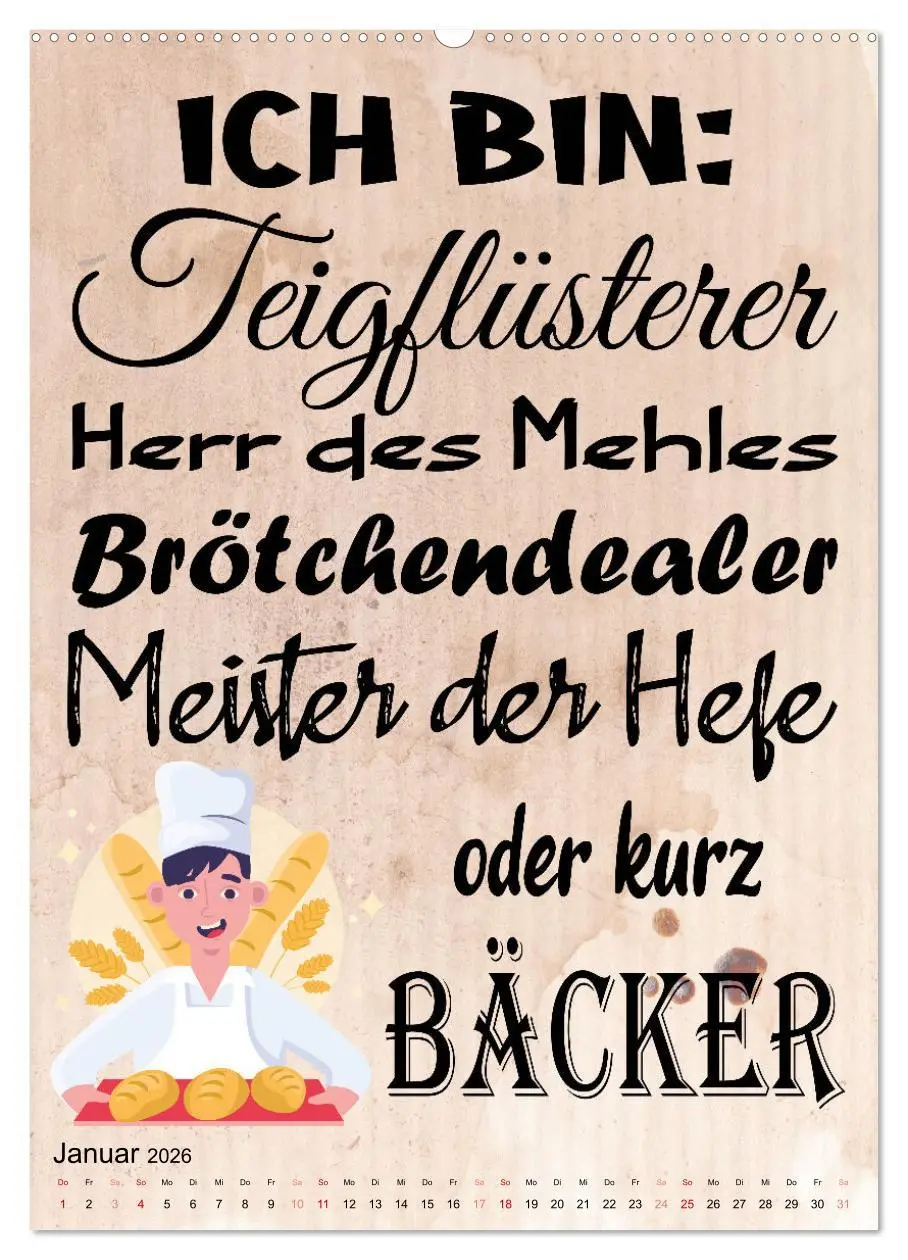 Bild: 9783516332469 | Bäckersprüche (hochwertiger Premium Wandkalender 2026 DIN A2 hoch),...