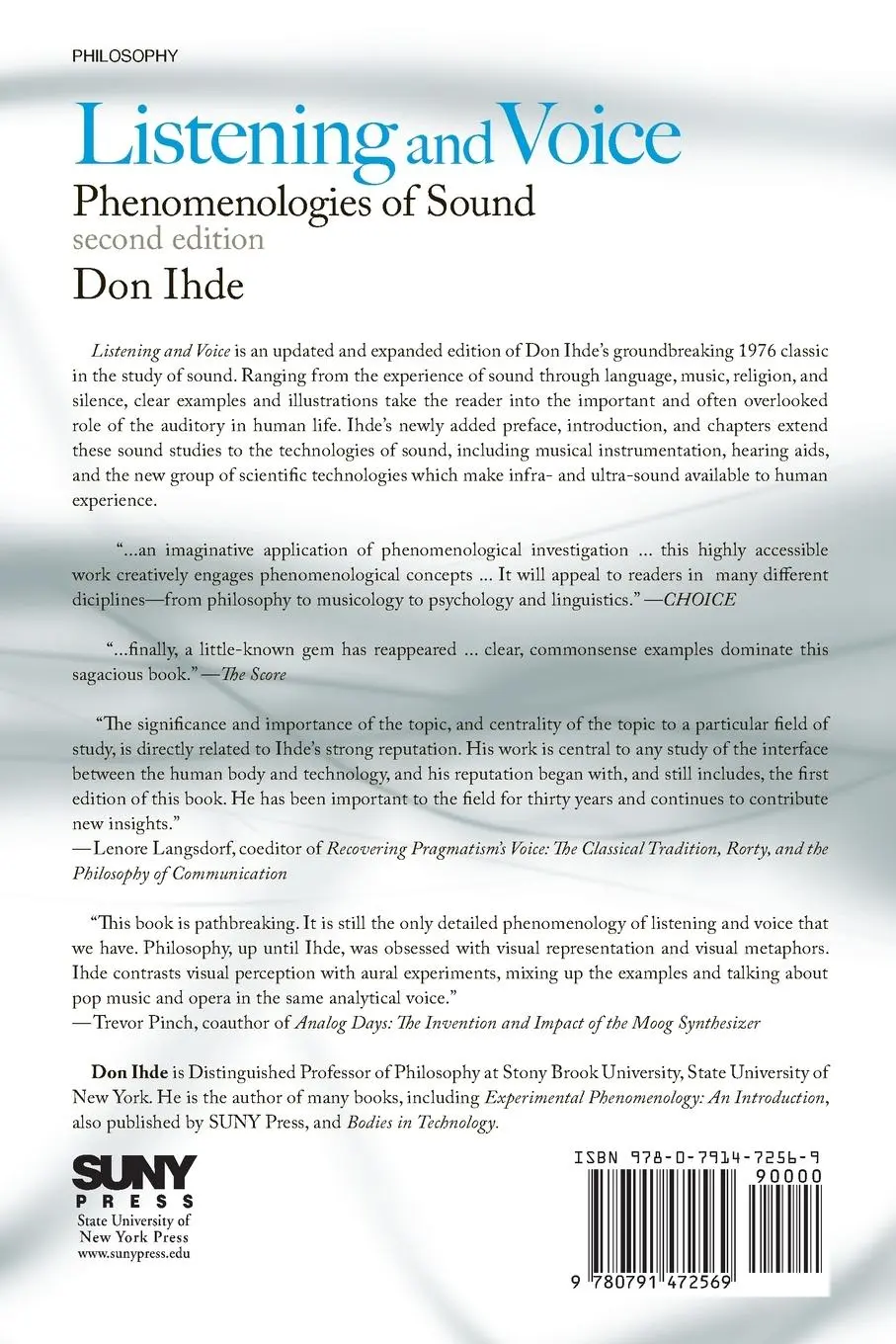 Rückseite: 9780791472569 | Listening and Voice | Don Ihde | Taschenbuch | Englisch | 2007