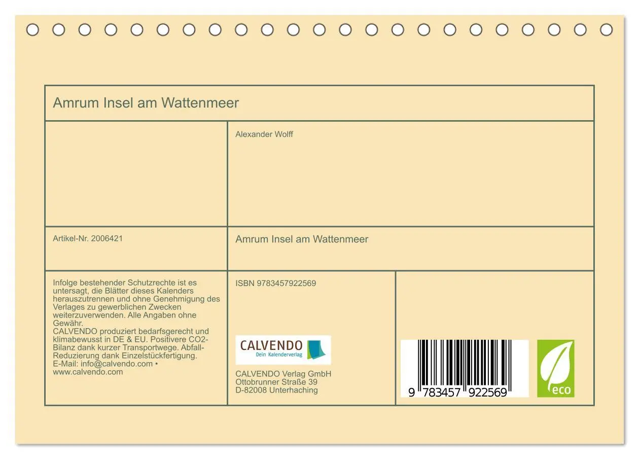 Bild: 9783457922569 | Amrum Insel am Wattenmeer (Tischkalender 2026 DIN A5 quer),...