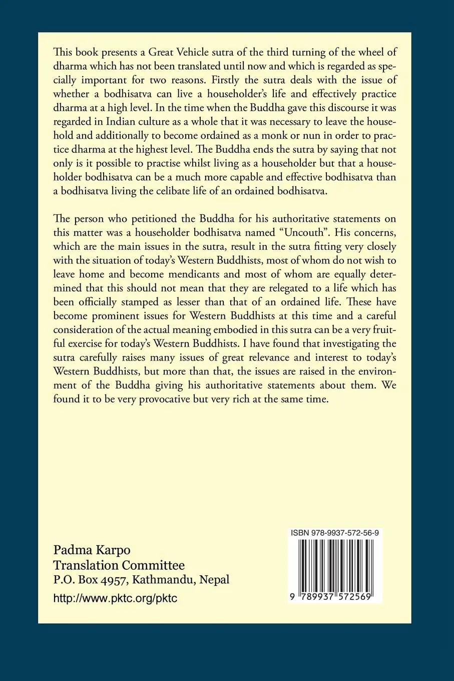 Rückseite: 9789937572569 | The Sutra Petitioned by the Householder Uncouth | Tony Duff (u. a.)