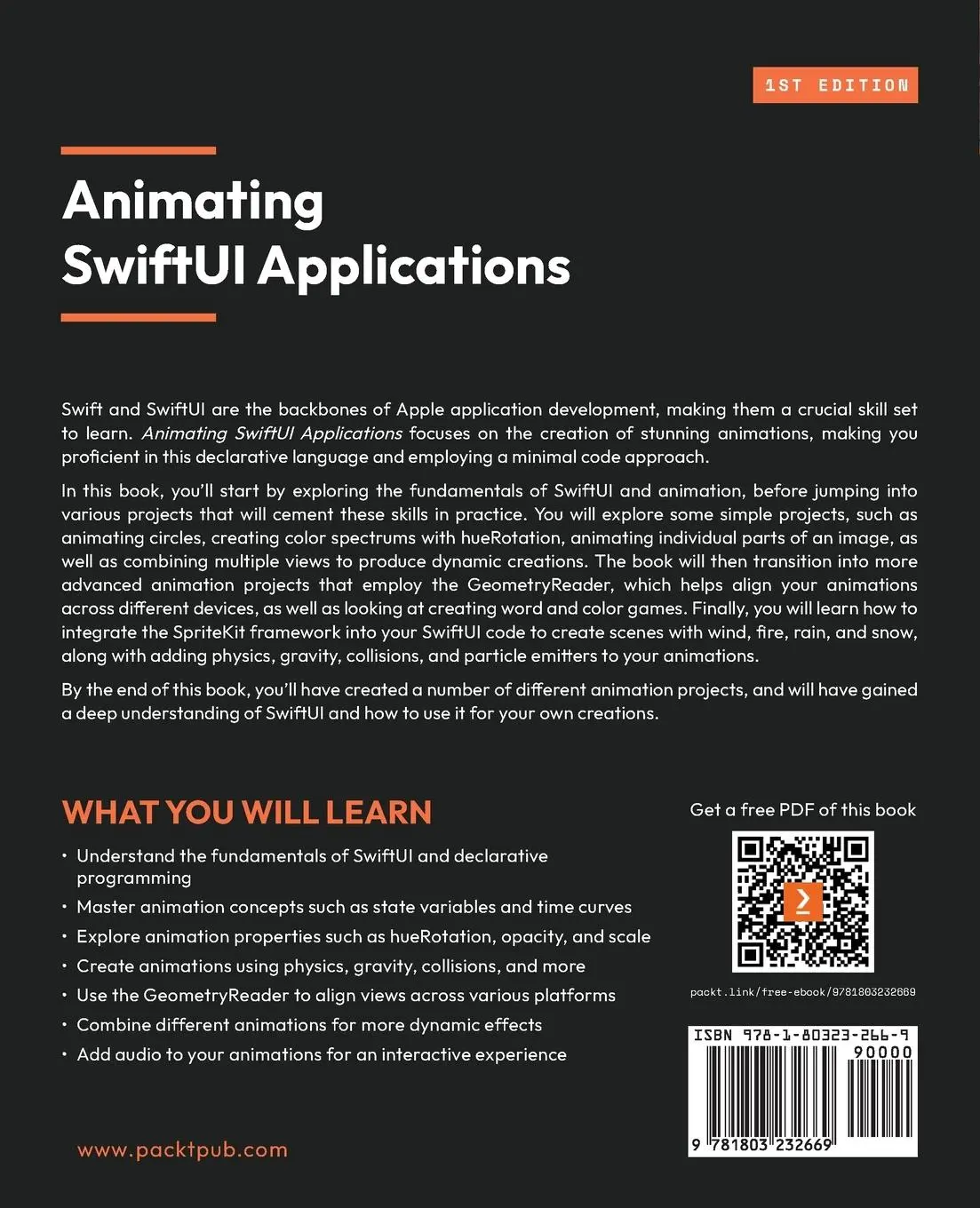 Rückseite: 9781803232669 | Animating SwiftUI Applications | Stephen Destefano | Taschenbuch