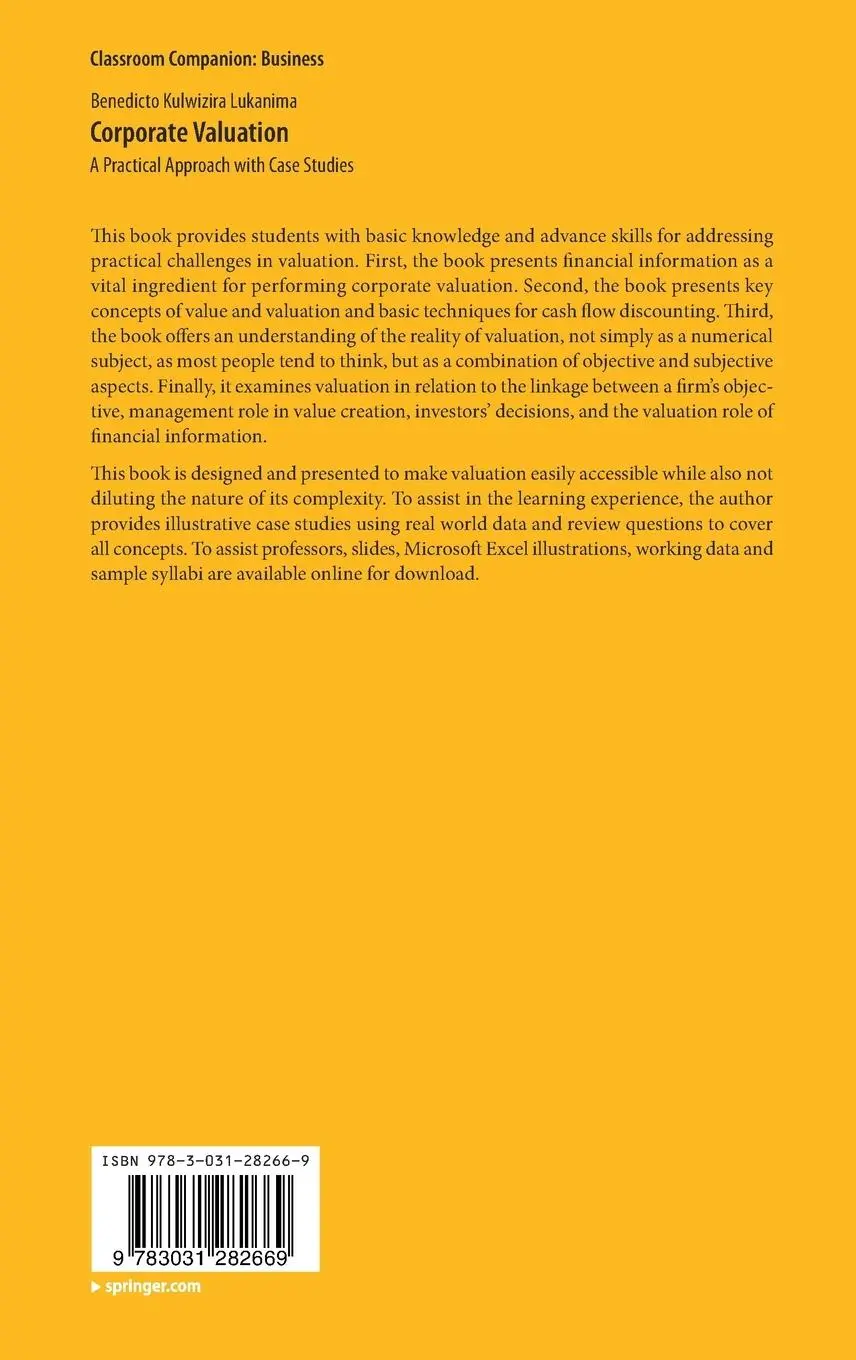 Rückseite: 9783031282669 | Corporate Valuation | A Practical Approach with Case Studies | Buch