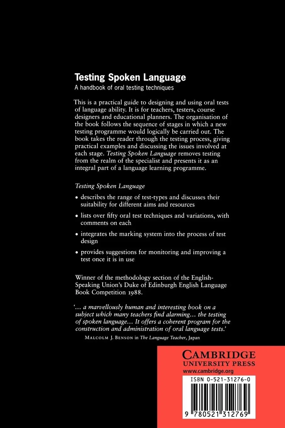 Rückseite: 9780521312769 | Testing Spoken Language | A Handbook of Oral Testing Techniques | Buch