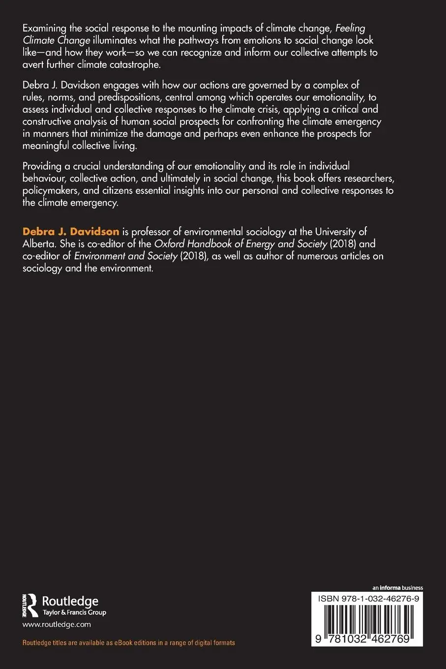 Rückseite: 9781032462769 | Feeling Climate Change | Debra J. Davidson | Taschenbuch | Englisch