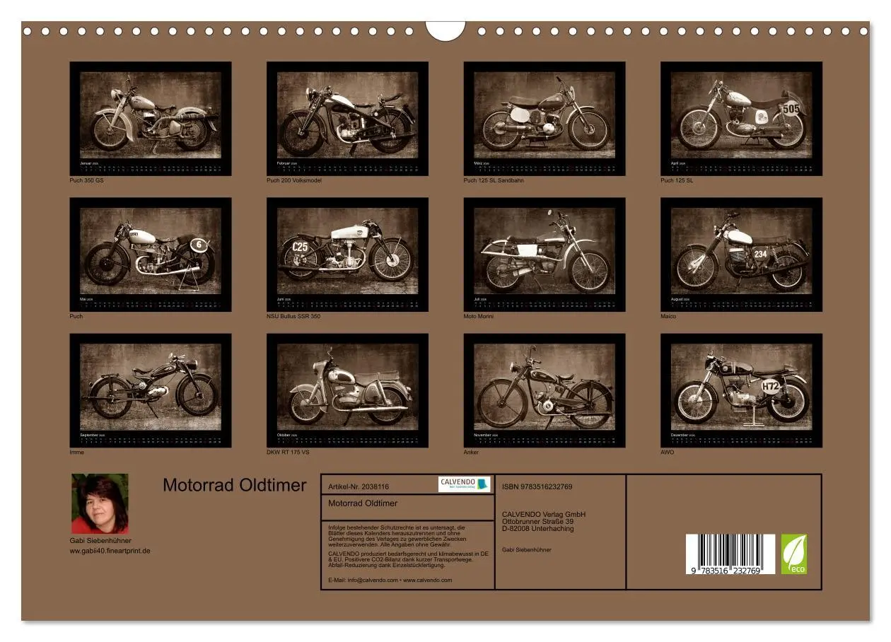 Bild: 9783516232769 | Motorrad Oldtimer (Wandkalender 2026 DIN A3 quer), CALVENDO...