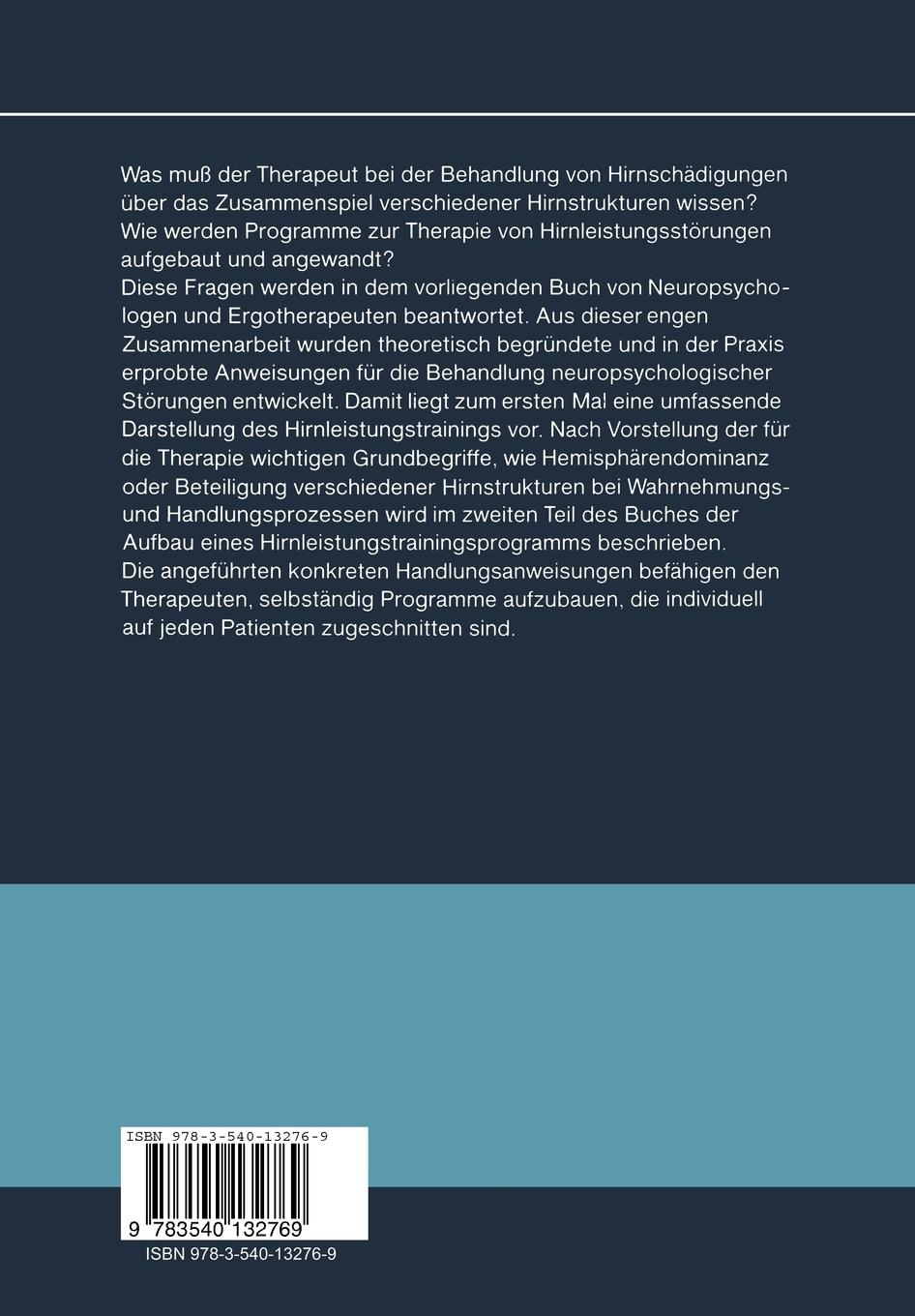 Rückseite: 9783540132769 | Neuropsychologische Therapie nach Hirnschädigungen | Gaudenz Caprez