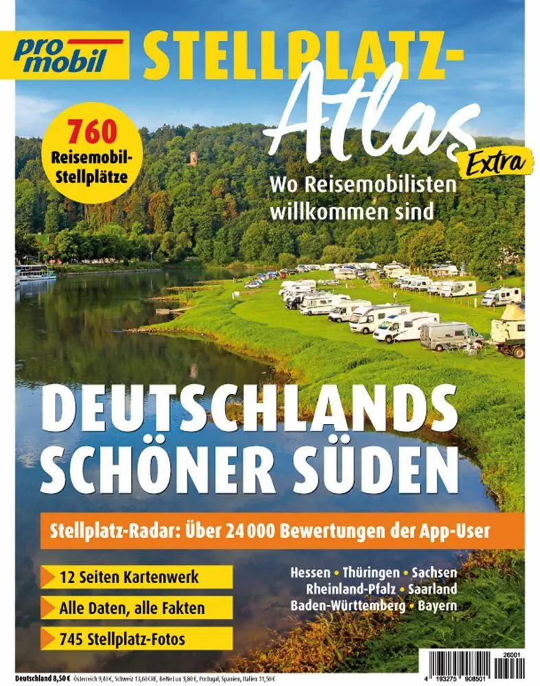 Cover: 9783613322769 | promobil Stellplatz-Atlas 01/2026 Deutschlands schöner Süden | Buch