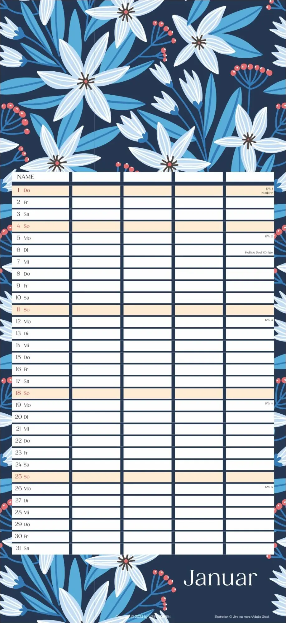 Bild: 9783839902769 | Floral total Familienplaner 2026 | Kalender | Spiralbindung | 15 S.