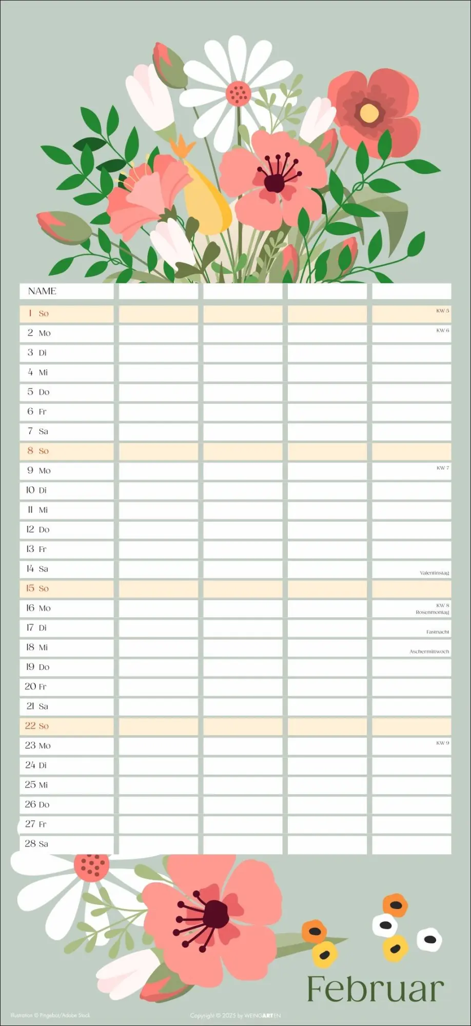 Bild: 9783839902769 | Floral total Familienplaner 2026 | Kalender | Spiralbindung | 15 S.