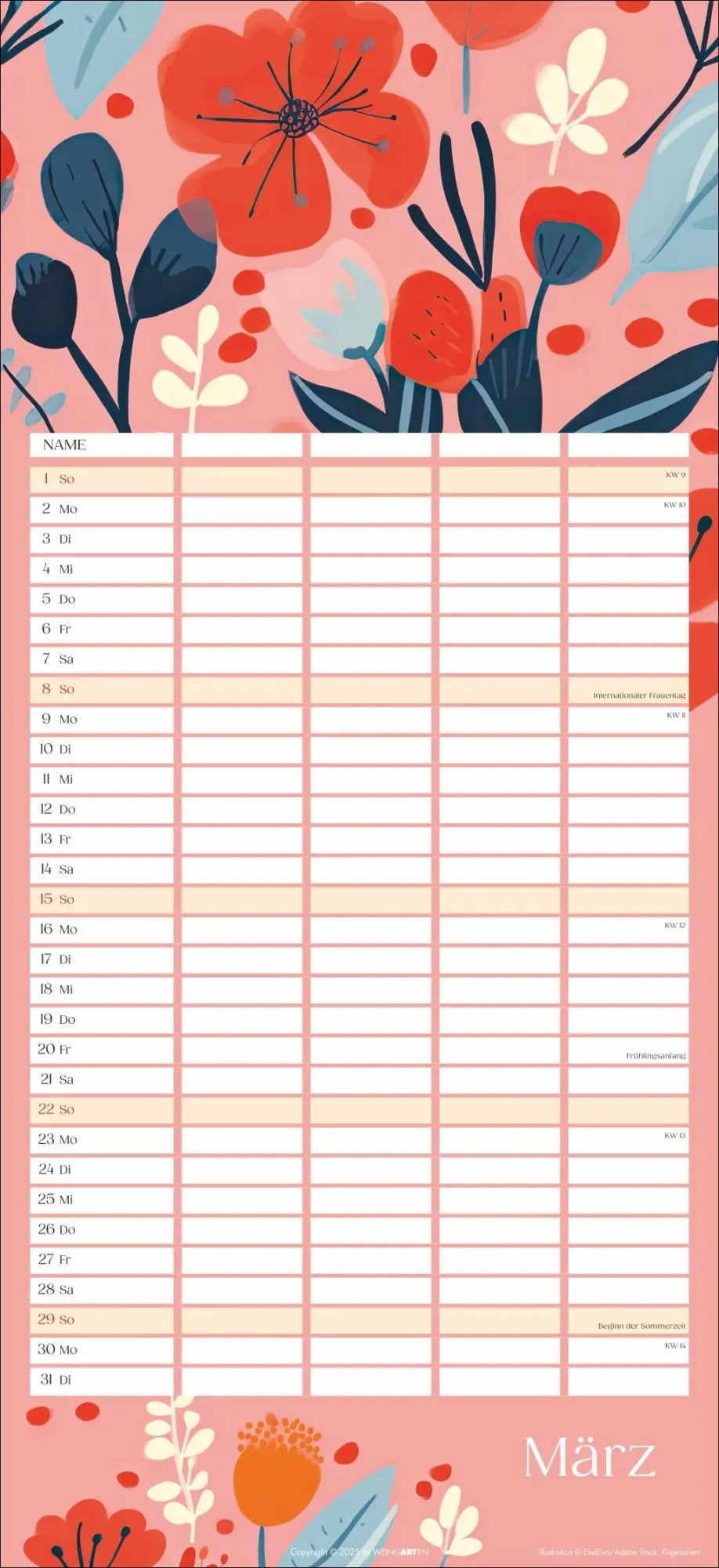 Bild: 9783839902769 | Floral total Familienplaner 2026 | Kalender | Spiralbindung | 15 S.