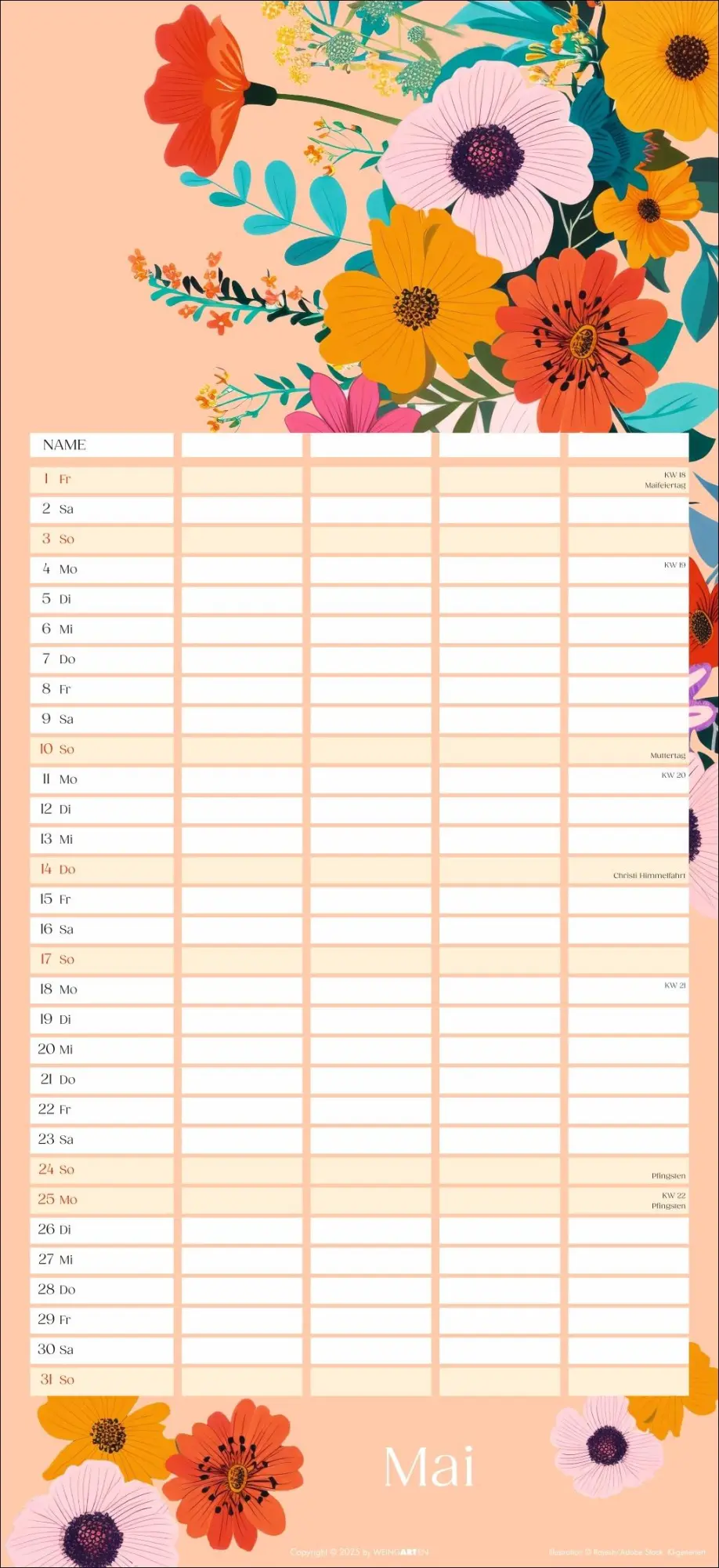 Bild: 9783839902769 | Floral total Familienplaner 2026 | Kalender | Spiralbindung | 15 S.
