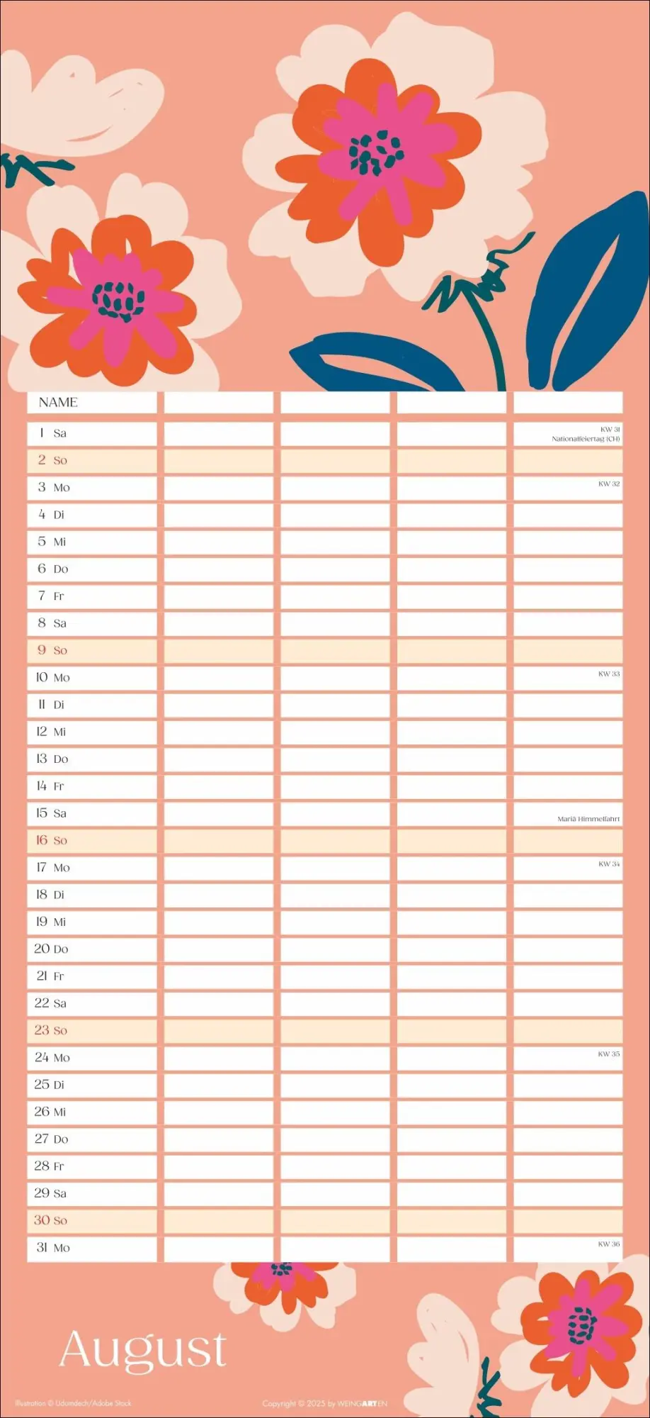 Bild: 9783839902769 | Floral total Familienplaner 2026 | Kalender | Spiralbindung | 15 S.