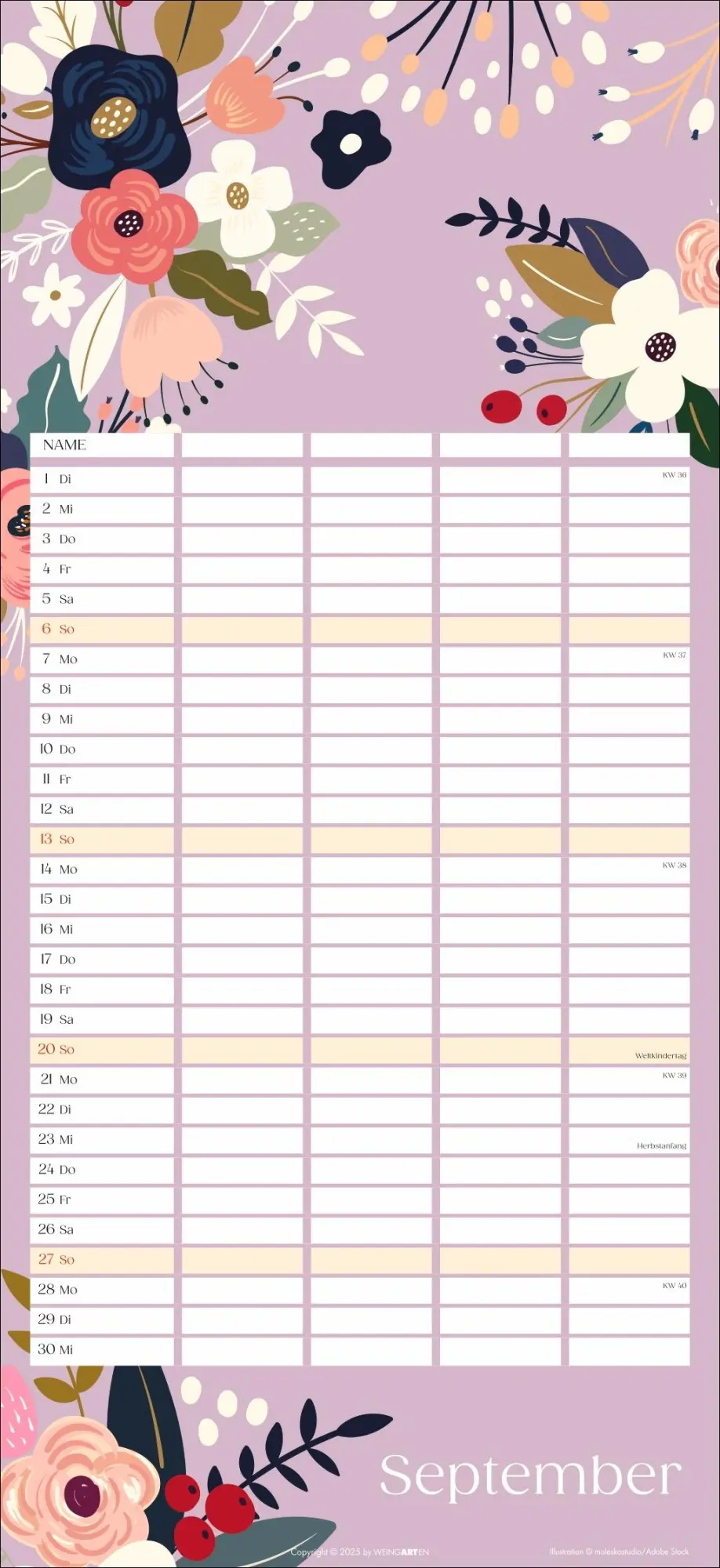 Bild: 9783839902769 | Floral total Familienplaner 2026 | Kalender | Spiralbindung | 15 S.
