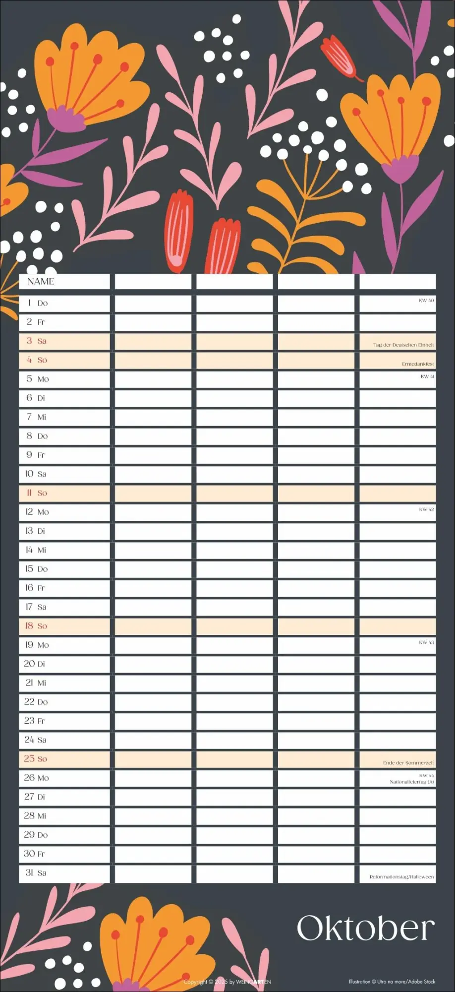 Bild: 9783839902769 | Floral total Familienplaner 2026 | Kalender | Spiralbindung | 15 S.