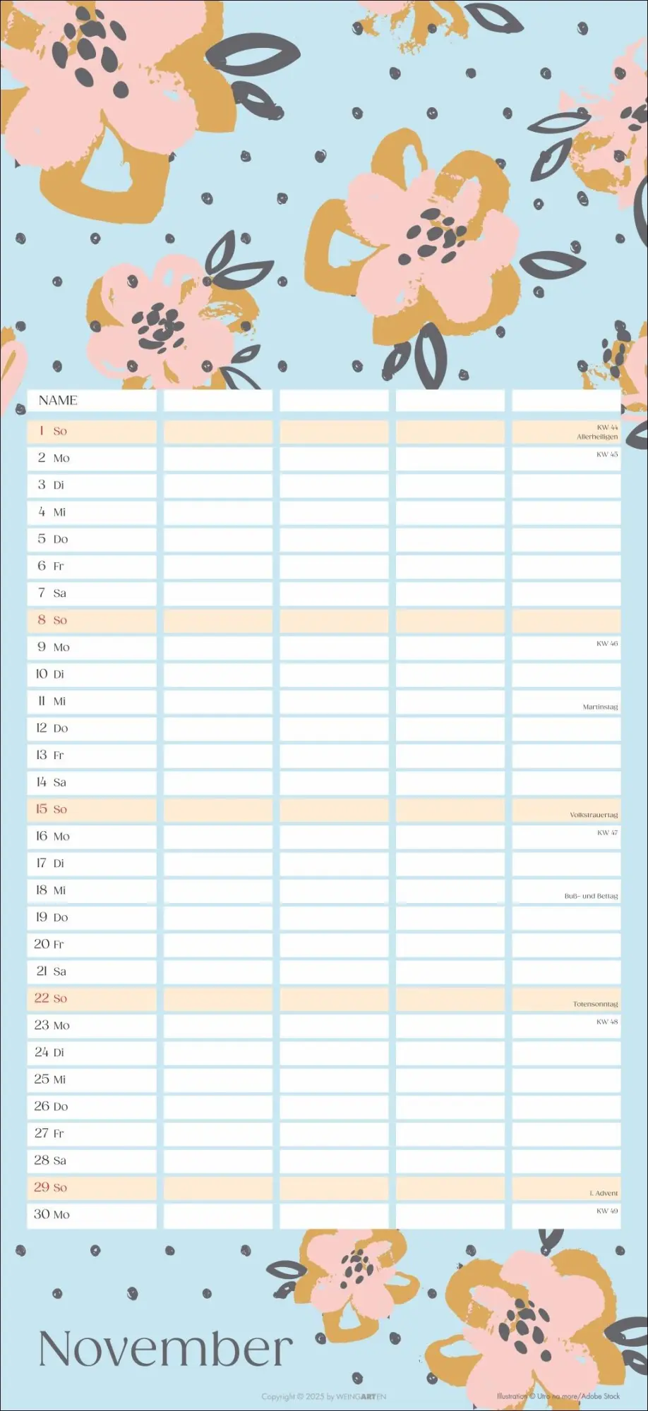 Bild: 9783839902769 | Floral total Familienplaner 2026 | Kalender | Spiralbindung | 15 S.