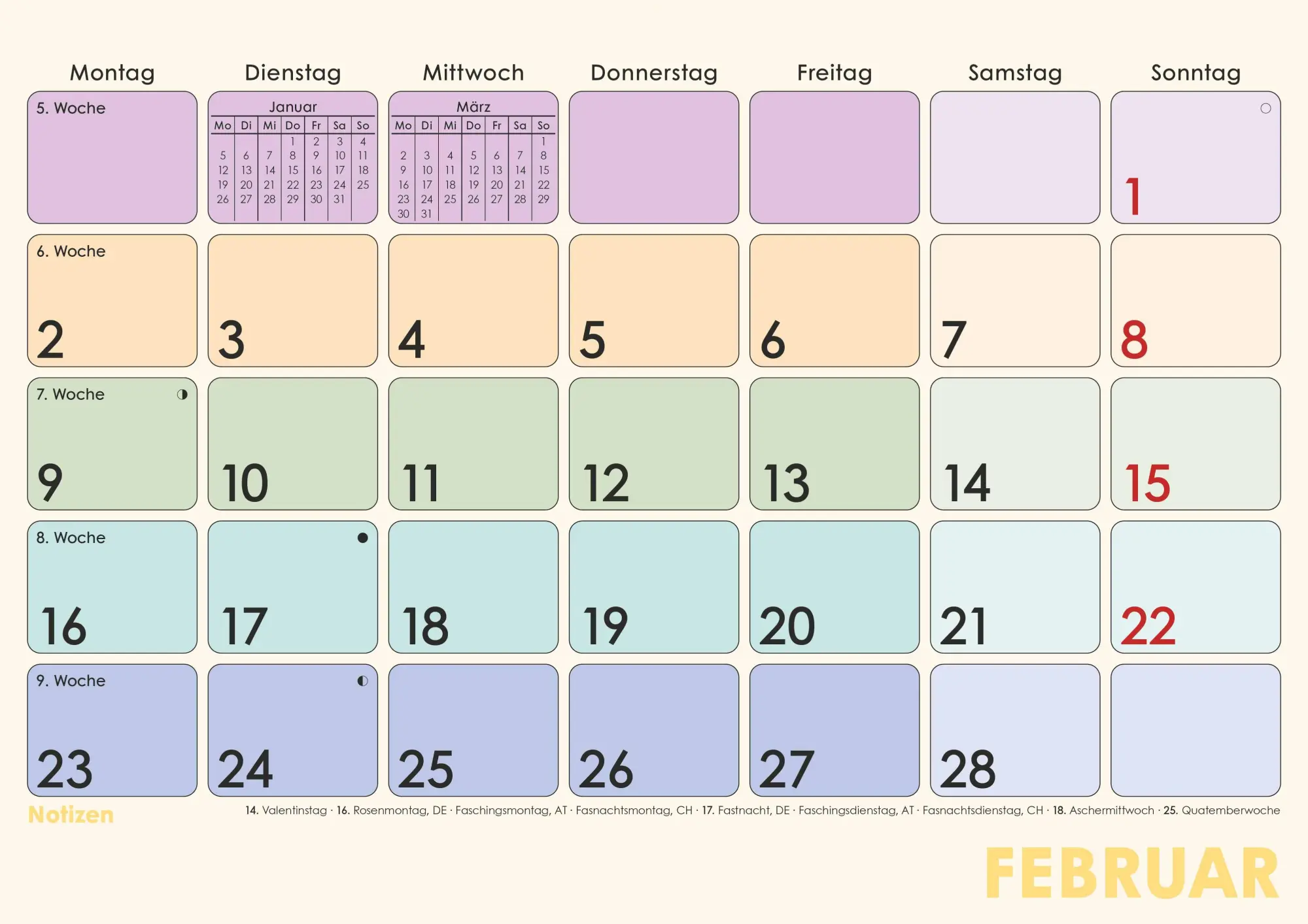 Bild: 4069095002869 | Monatsplaner Farbenfroh 2026 29,7x21 1M/1S | Alpha Edition | Kalender