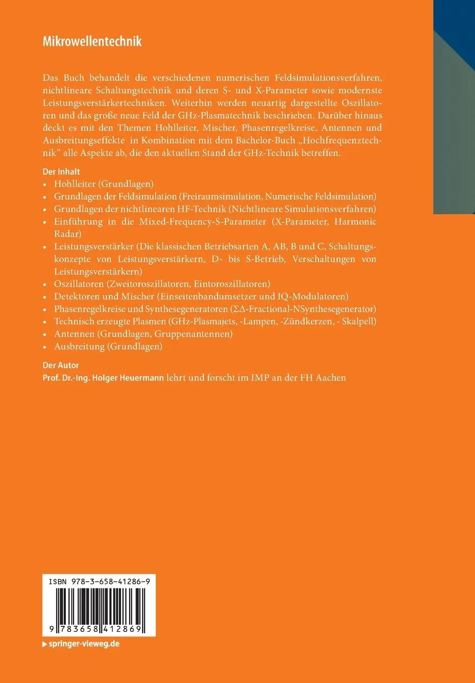 Rückseite: 9783658412869 | Mikrowellentechnik | Holger Heuermann | Taschenbuch | xvi | Deutsch