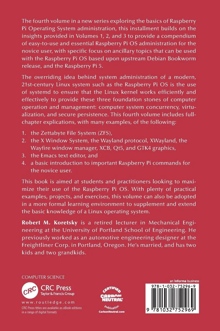 Rückseite: 9781032752969 | Raspberry Pi OS System Administration | Ancillary Topics | Koretsky