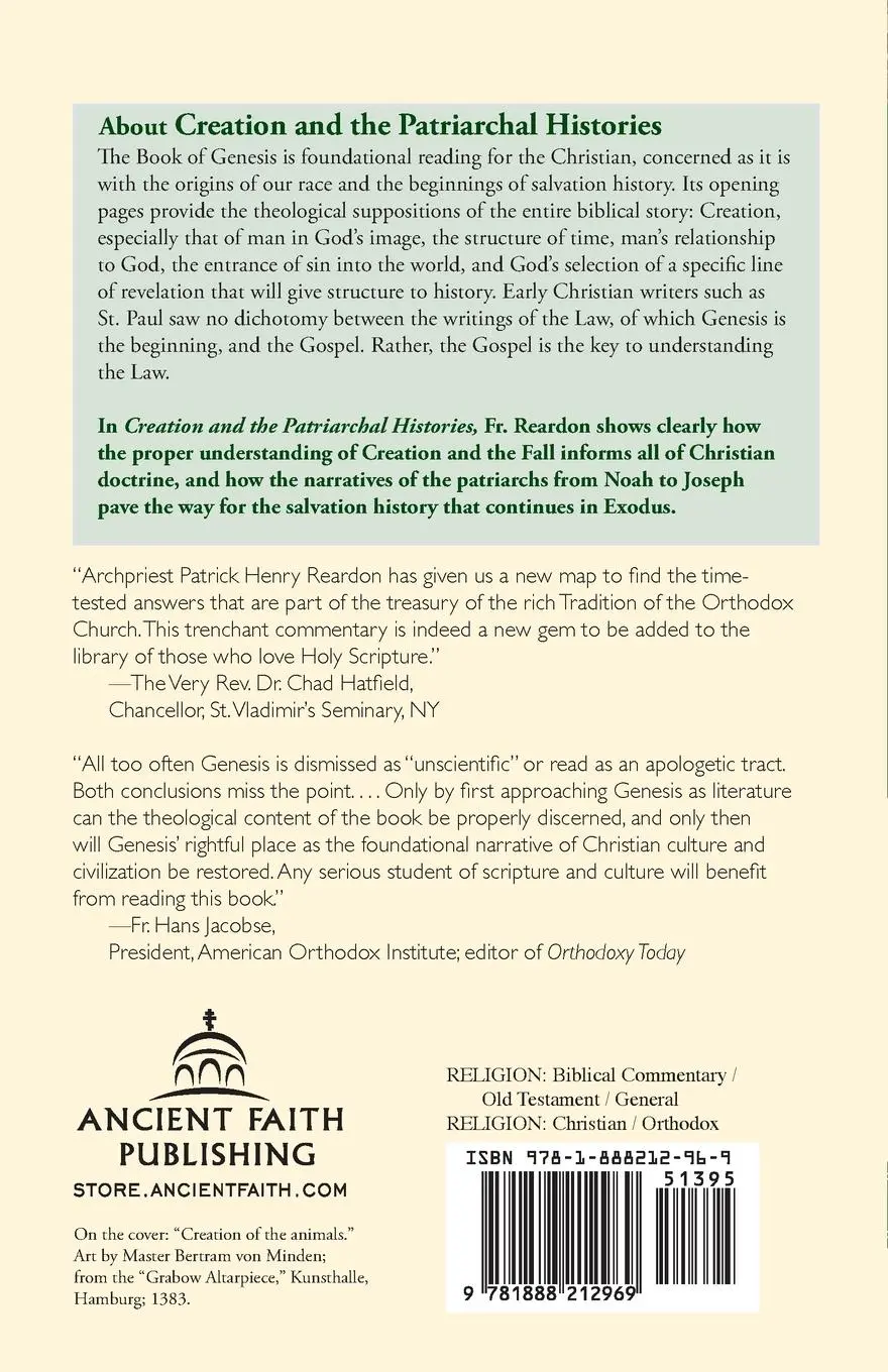Rückseite: 9781888212969 | Creation and the Patriarchal Histories | Patrick Henry Reardon | Buch