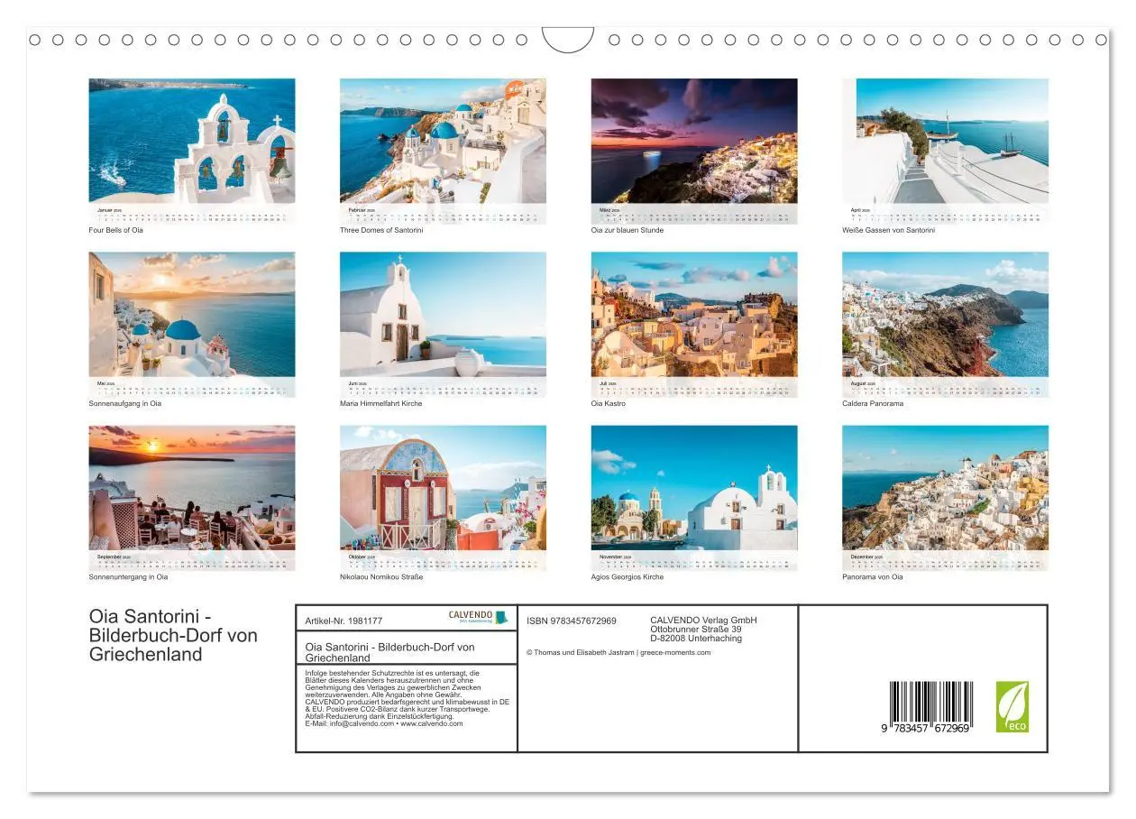 Bild: 9783457672969 | Oia Santorini - Bilderbuch-Dorf von Griechenland (Wandkalender 2026...