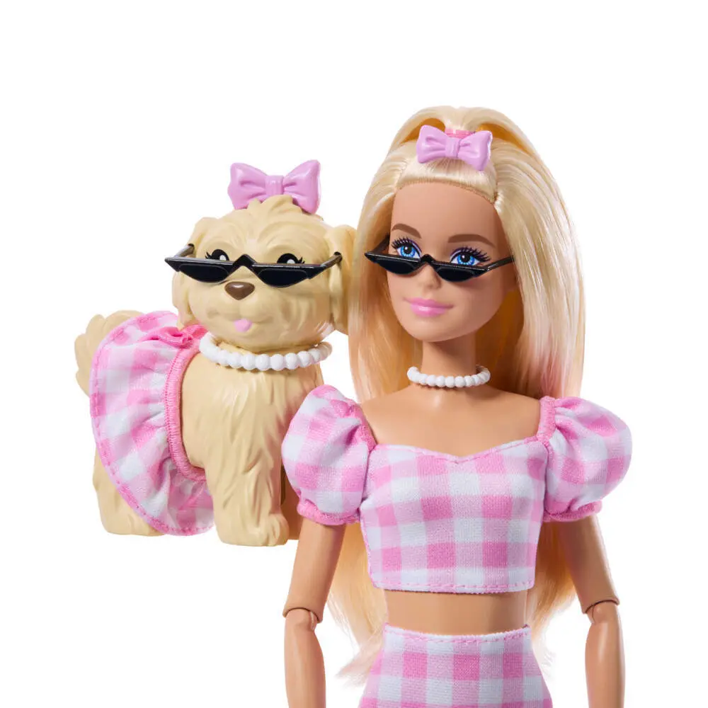 Bild: 194735303069 | Barbie im Zwillingslook mit Schleife und Haustier | Fensterkarton