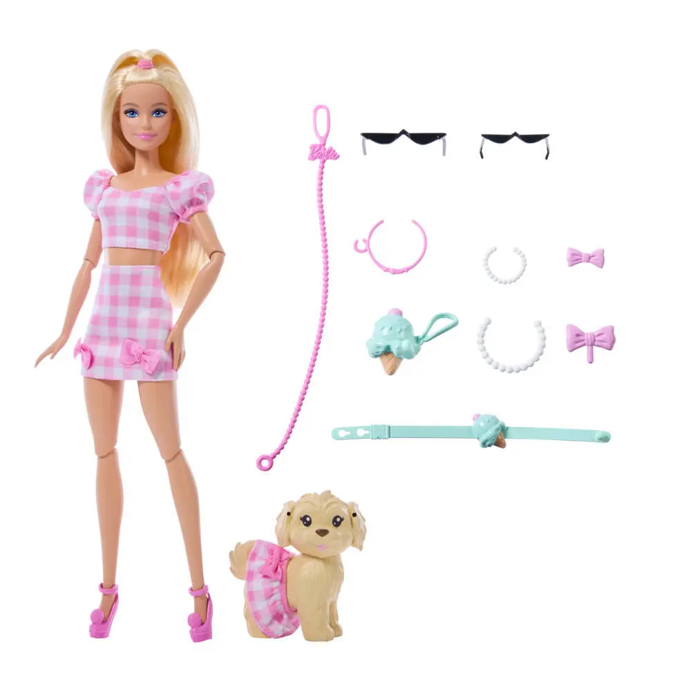 Bild: 194735303069 | Barbie im Zwillingslook mit Schleife und Haustier | Fensterkarton