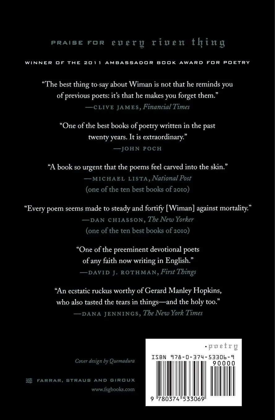 Rückseite: 9780374533069 | Every Riven Thing | Christian Wiman | Taschenbuch | Englisch | 2011