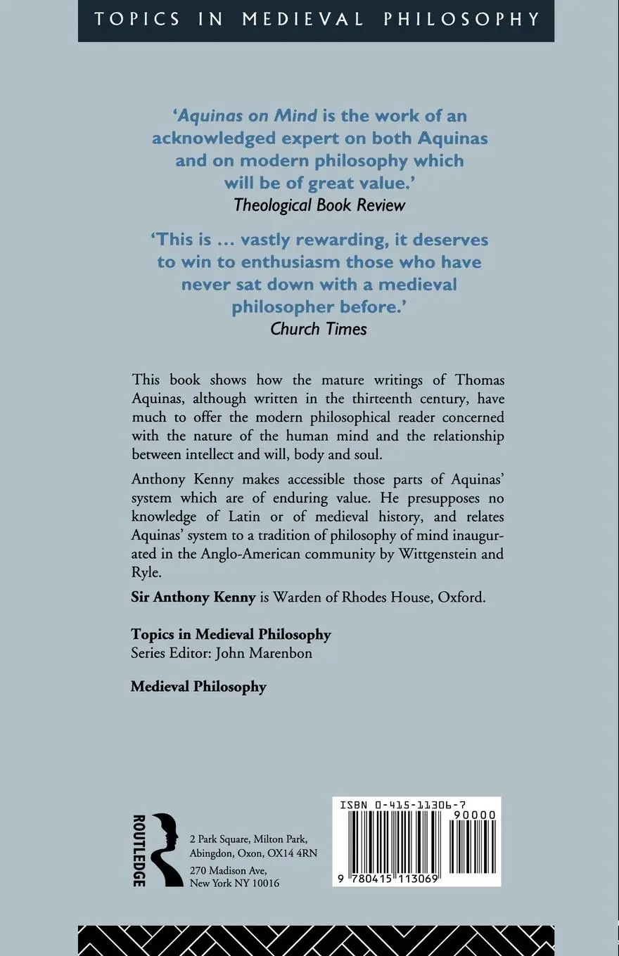 Rückseite: 9780415113069 | Aquinas on Mind | Anthony Kenny (u. a.) | Taschenbuch | Englisch