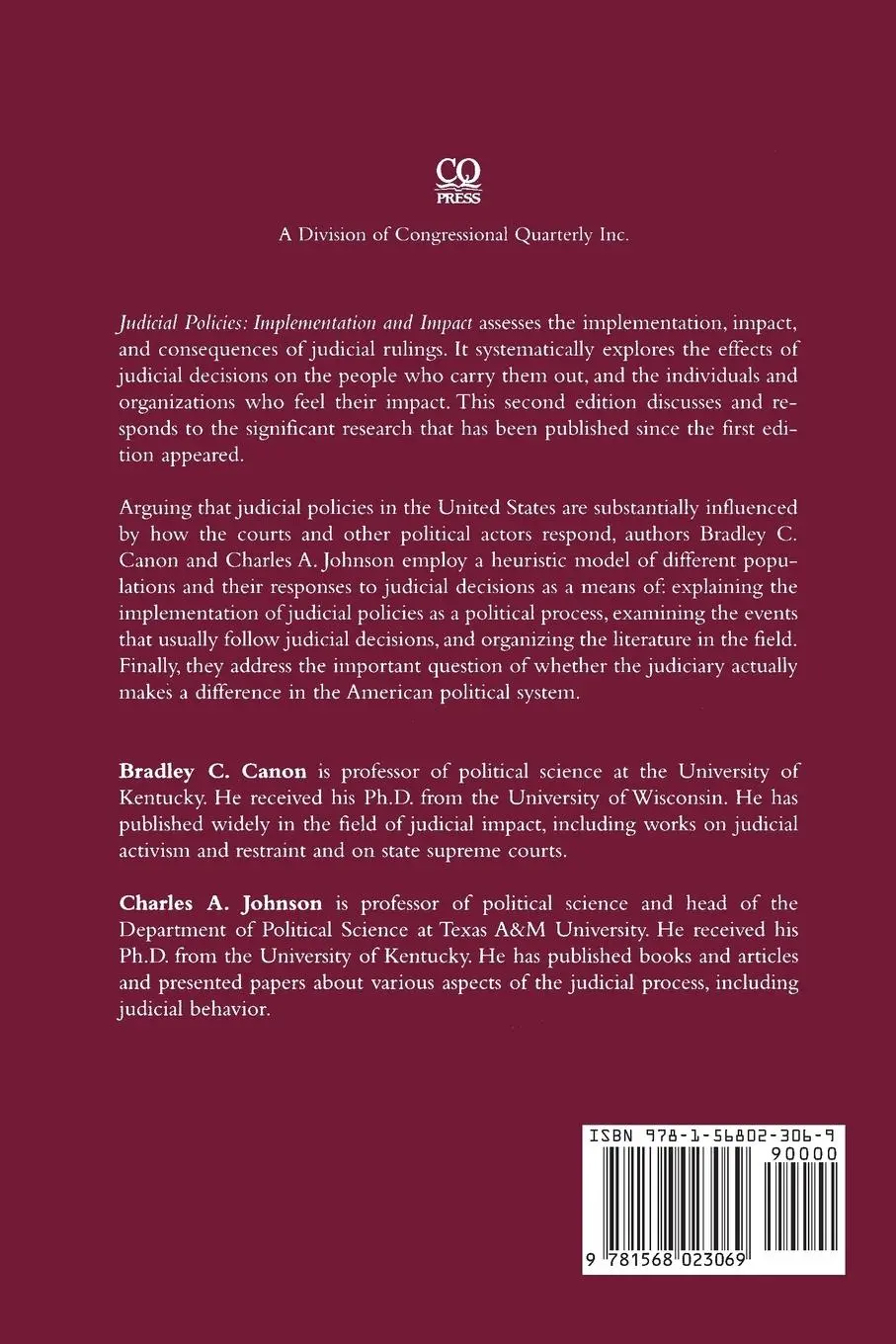 Rückseite: 9781568023069 | Judicial Policies | Implementation and Impact, 2nd Edition | Buch