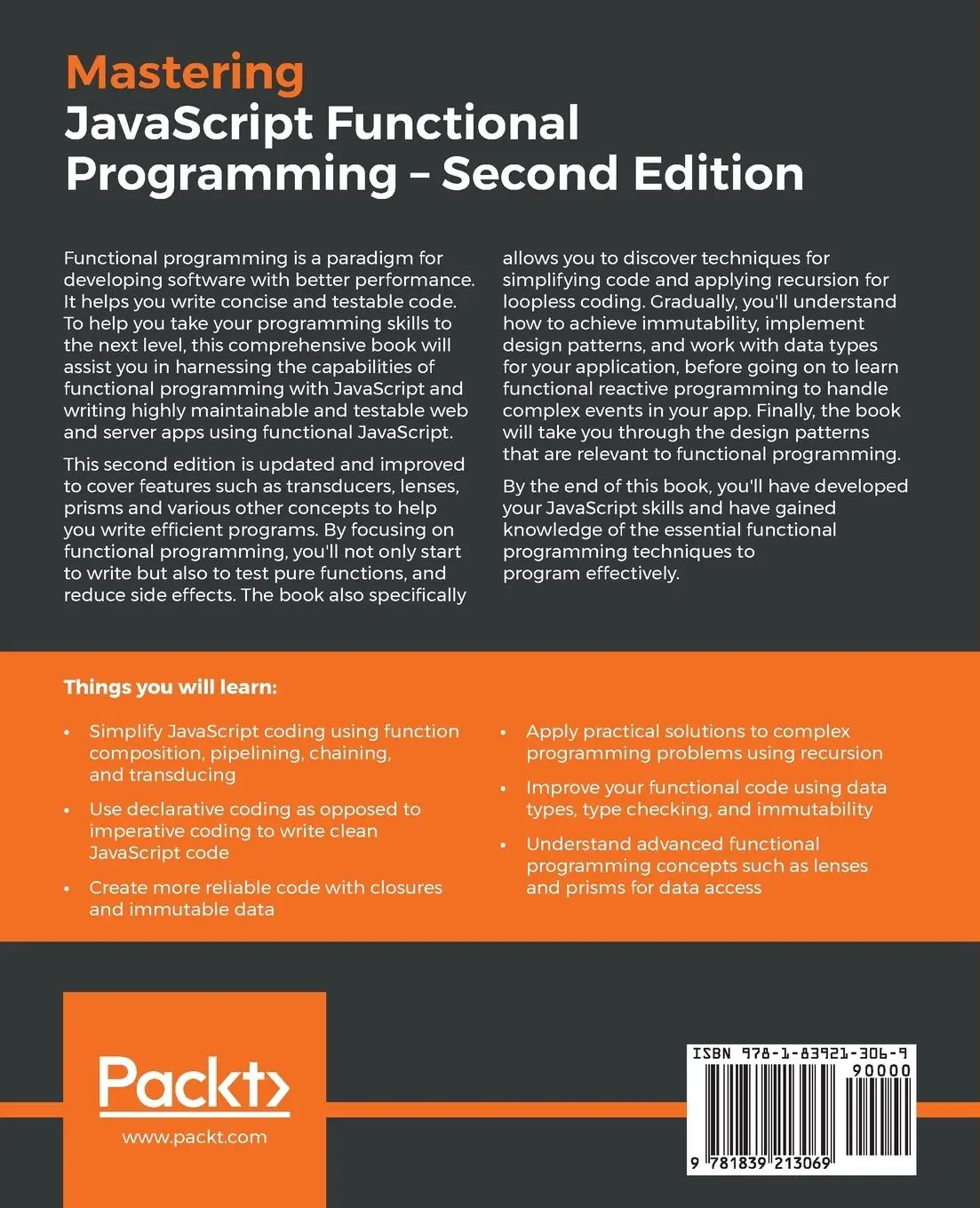 Rückseite: 9781839213069 | Mastering JavaScript Functional Programming - Second Edition | Kereki