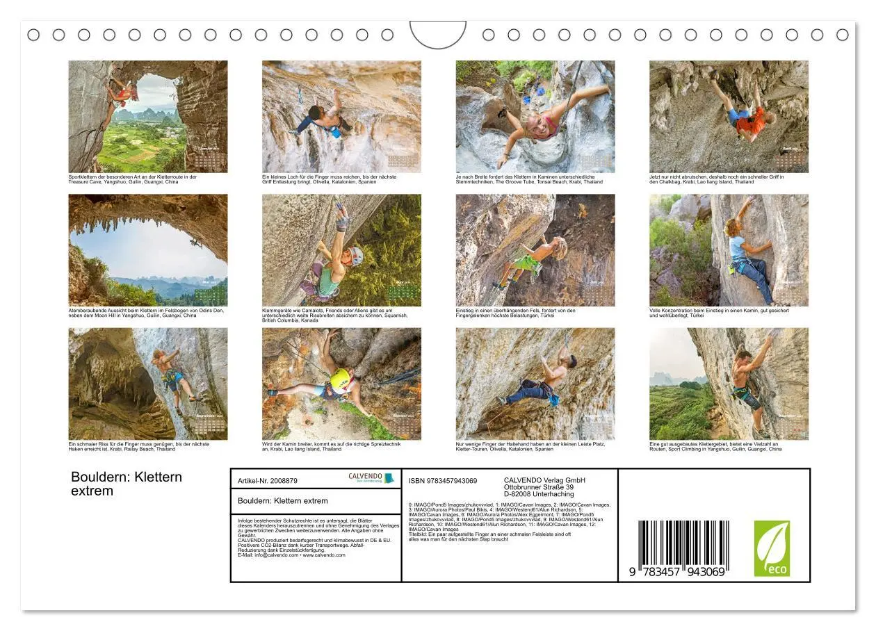 Bild: 9783457943069 | Bouldern: Klettern extrem (Wandkalender 2026 DIN A4 quer), CALVENDO...