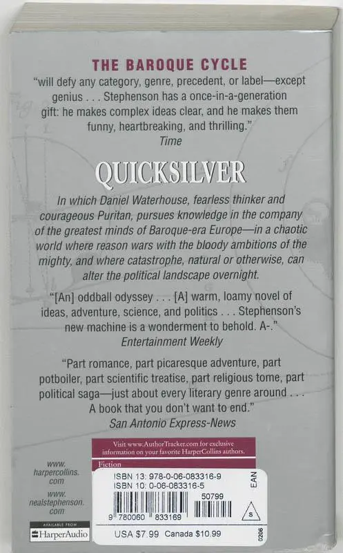 Rückseite: 9780060833169 | Quicksilver | The Baroque Cycle #1 | Neal Stephenson | Taschenbuch