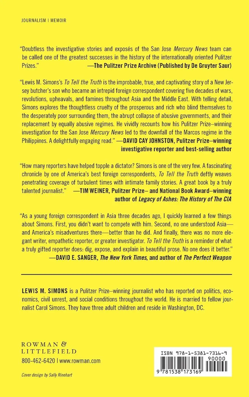 Rückseite: 9781538173169 | To Tell the Truth | My Life as a Foreign Correspondent | Simons | Buch