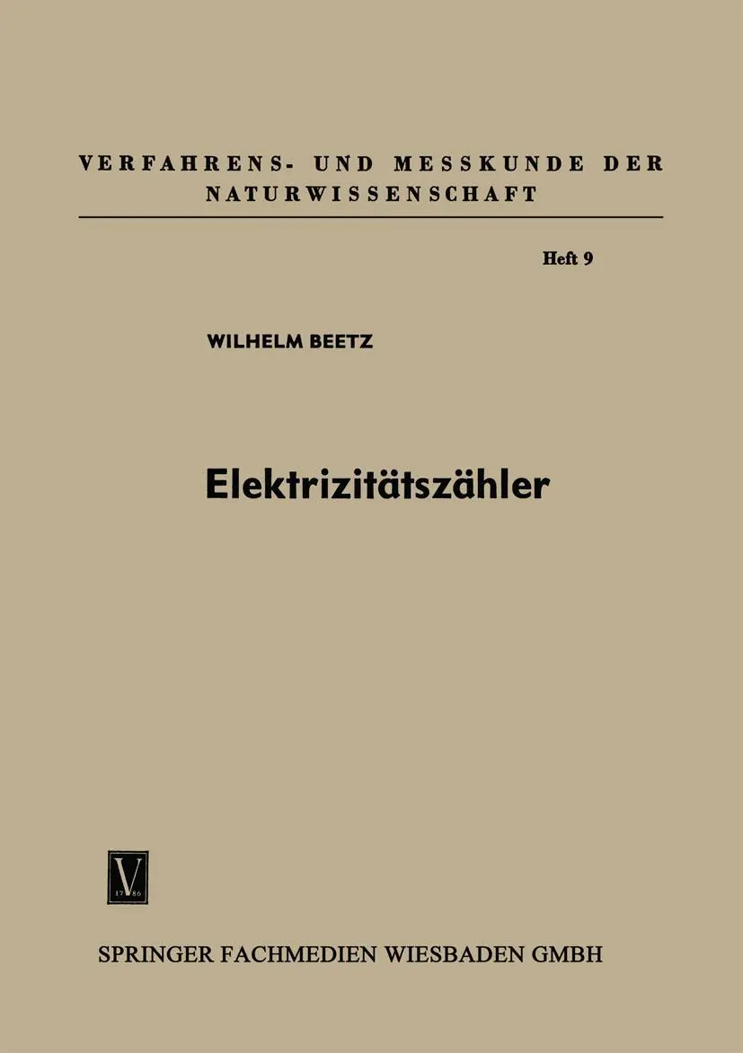 Cover: 9783322983169 | Elektrizitätszähler | Tarifgeräte und Schaltuhren | Wilhelm Beetz | vi