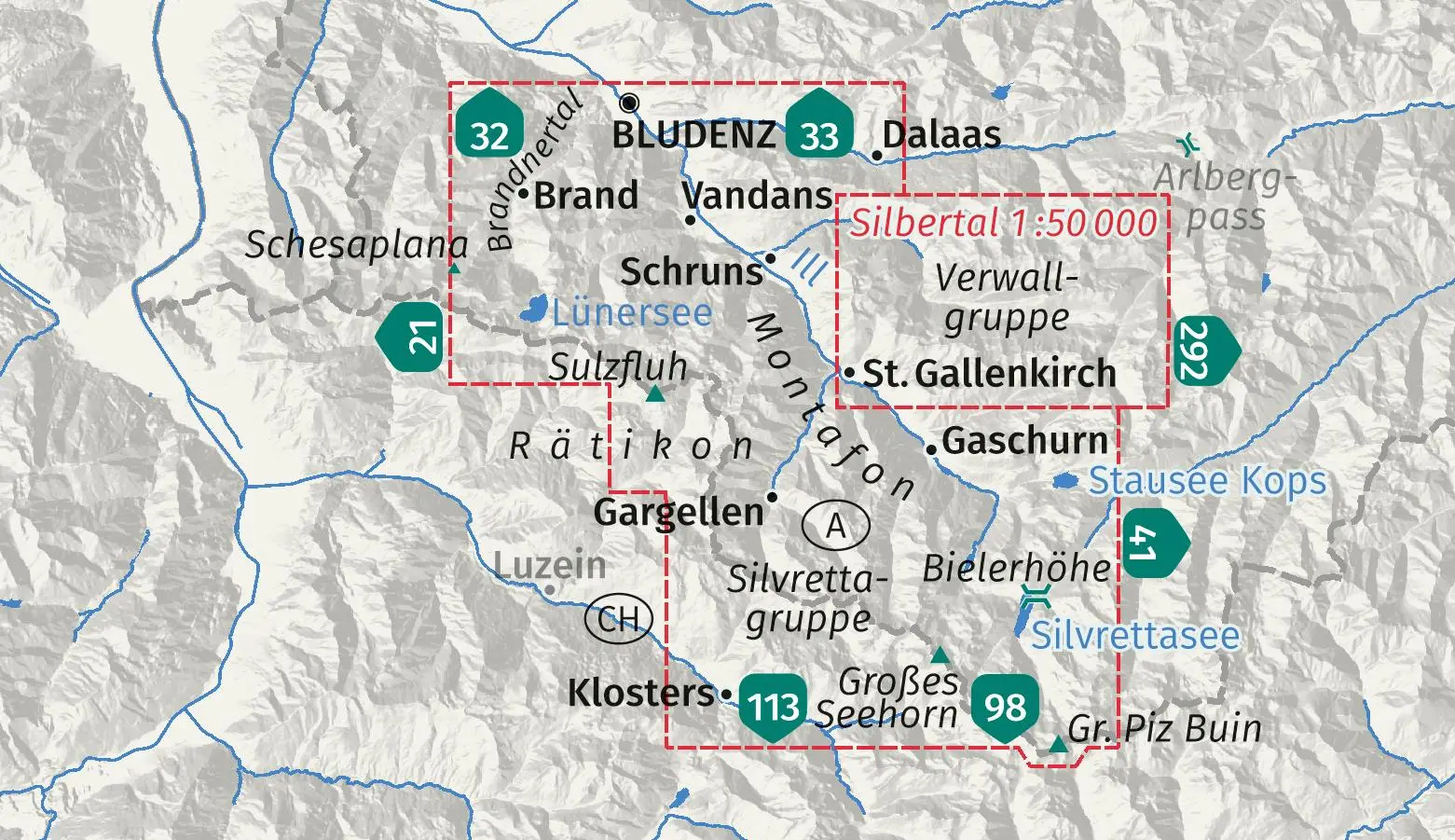 Bild: 9783991543169 | KOMPASS Wanderkarte 032 Montafon, Brandnertal, Gargellen,...