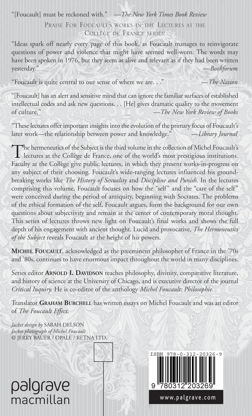 Rückseite: 9780312203269 | The Hermeneutics of the Subject | Na Na | Buch | xli | Englisch | 2005