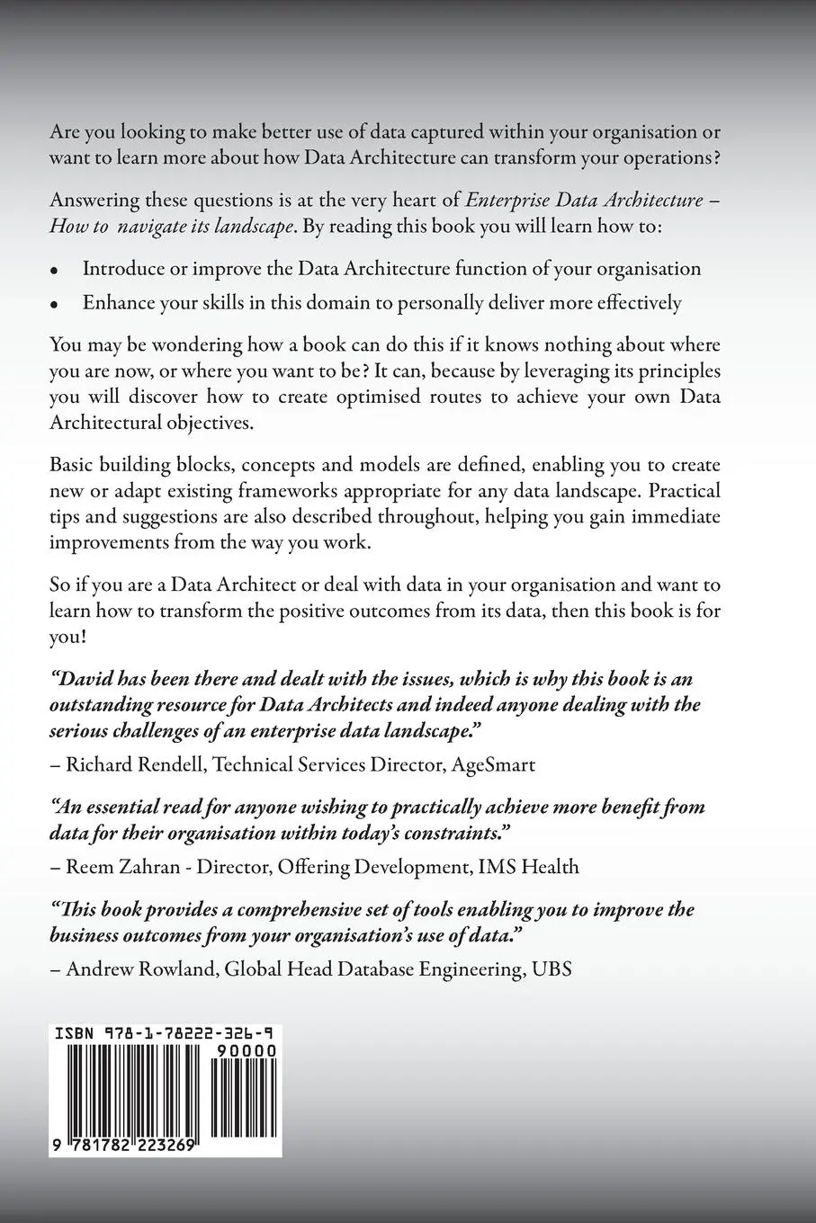 Rückseite: 9781782223269 | Enterprise Data Architecture | How to navigate its landscape | Knifton