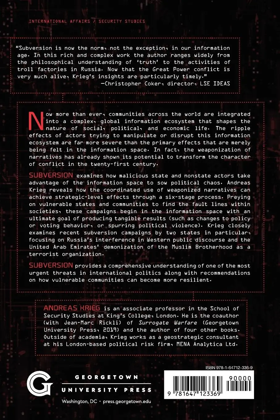 Rückseite: 9781647123369 | Subversion | The Strategic Weaponization of Narratives | Andreas Krieg